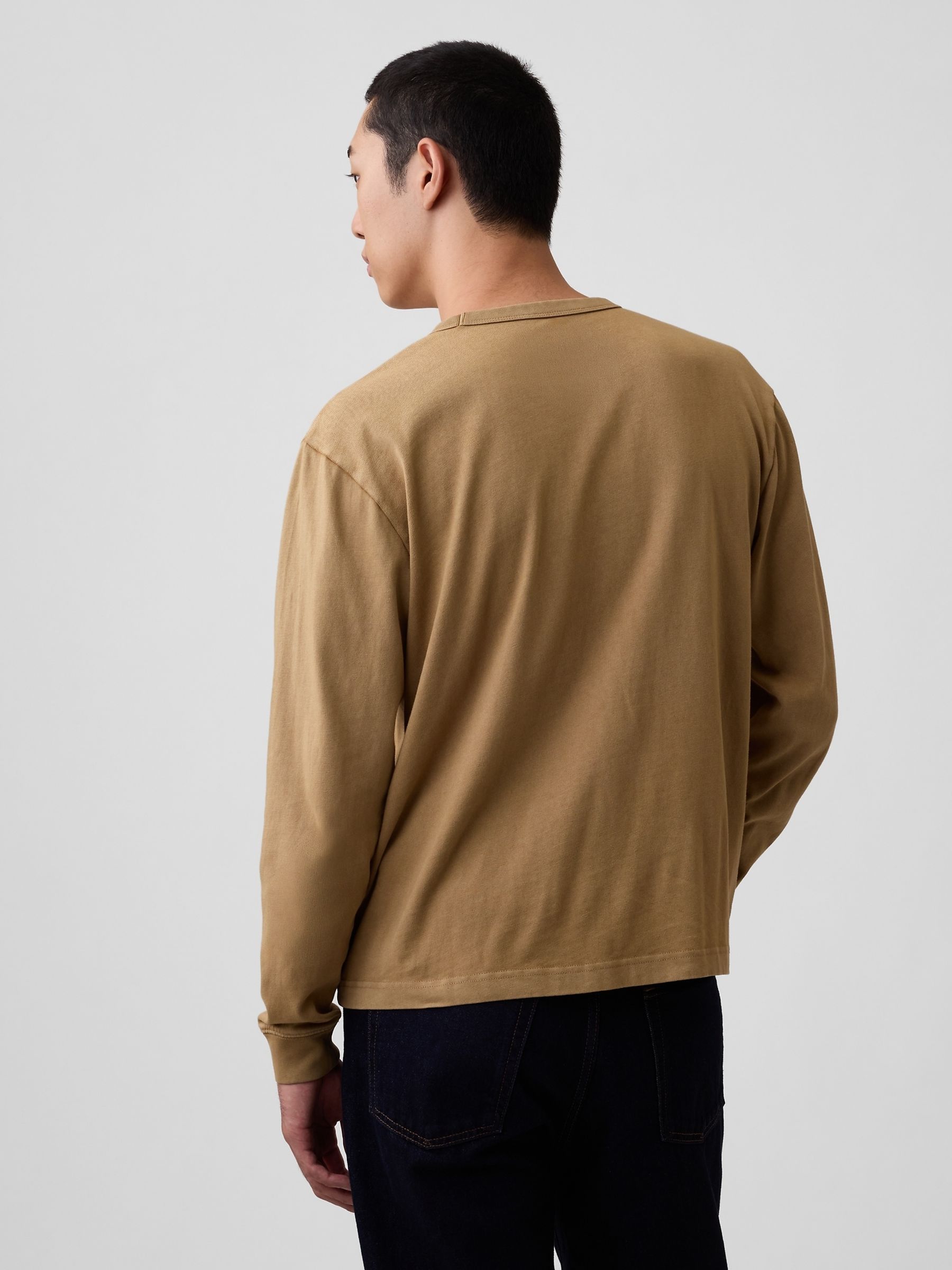 Tan Brown Heavyweight Relaxed Long Sleeve T-Shirt - Image 2 of 4