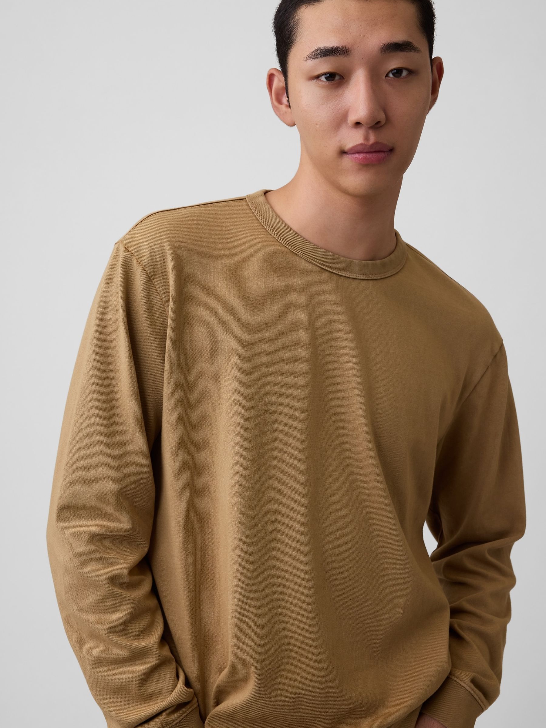 Tan Brown Heavyweight Relaxed Long Sleeve T-Shirt - Image 4 of 4