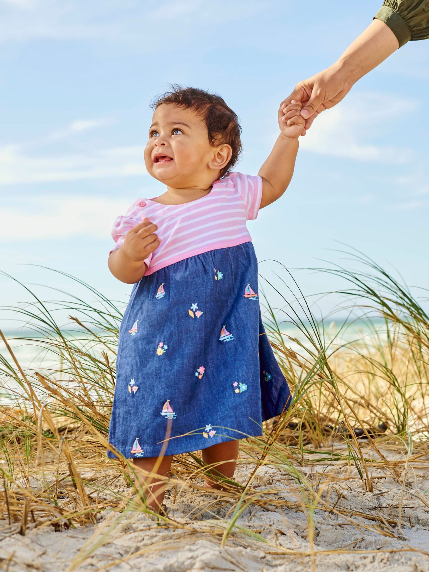 Chambray Girls' Chambray Sailboat Embroidered Mix & Match Dress - Image 3 of 4
