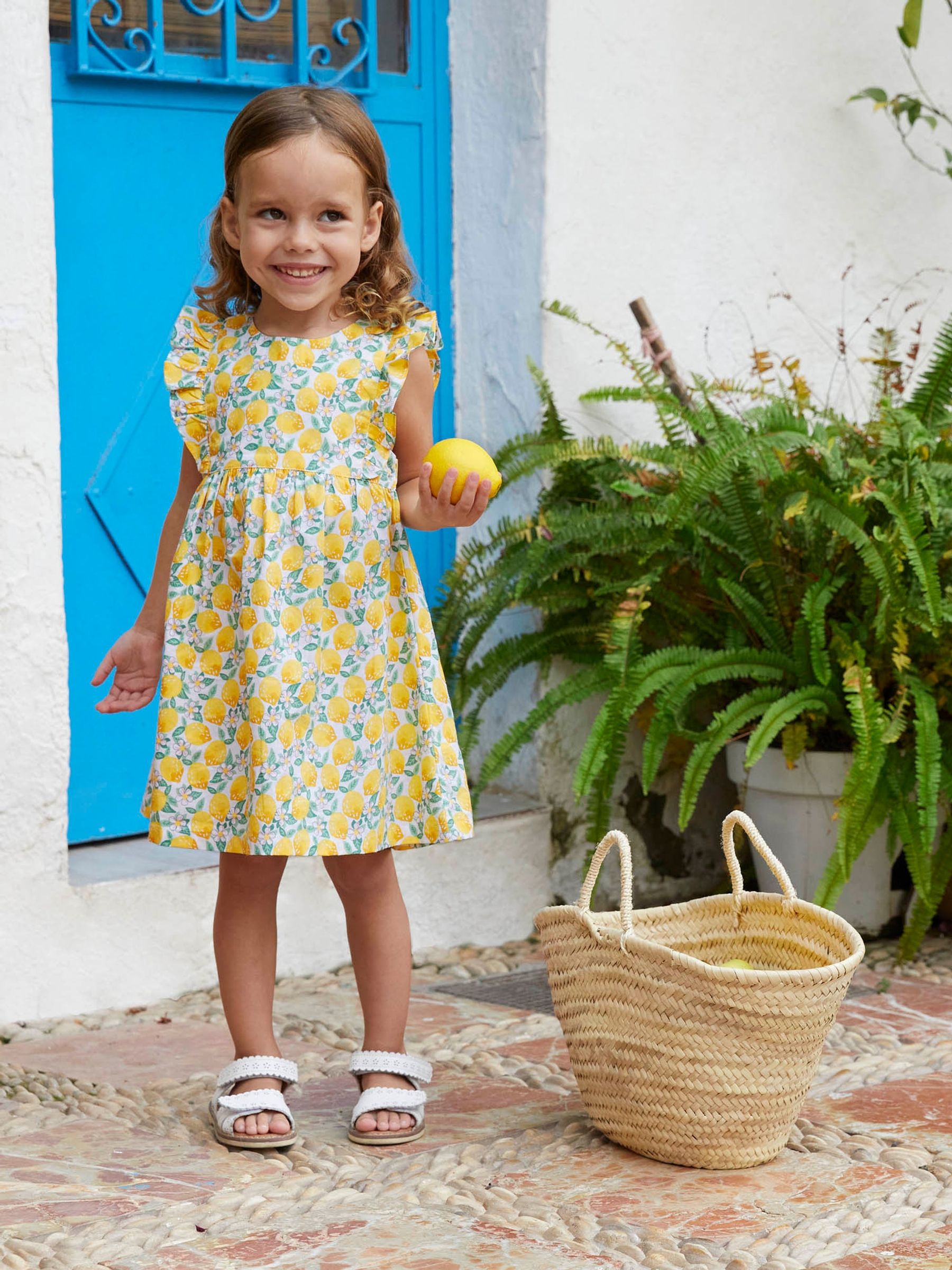 Yellow Bright Lemon Print Summer Dress - Image 1 of 6