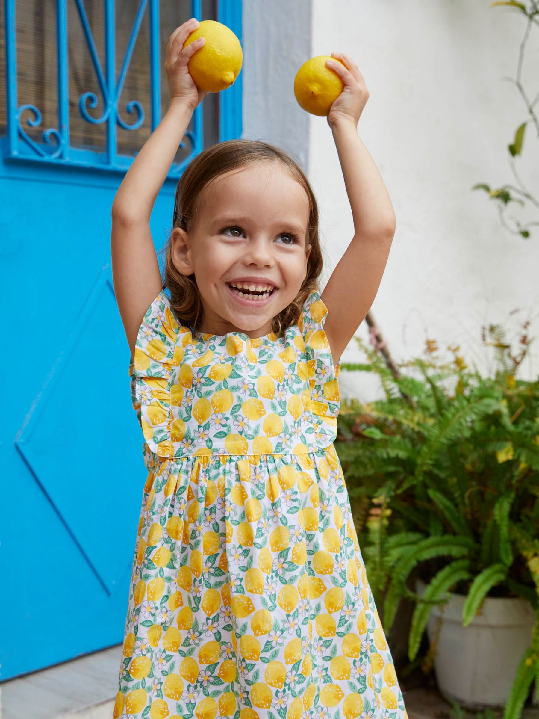 Yellow Bright Lemon Print Summer Dress - Image 3 of 6