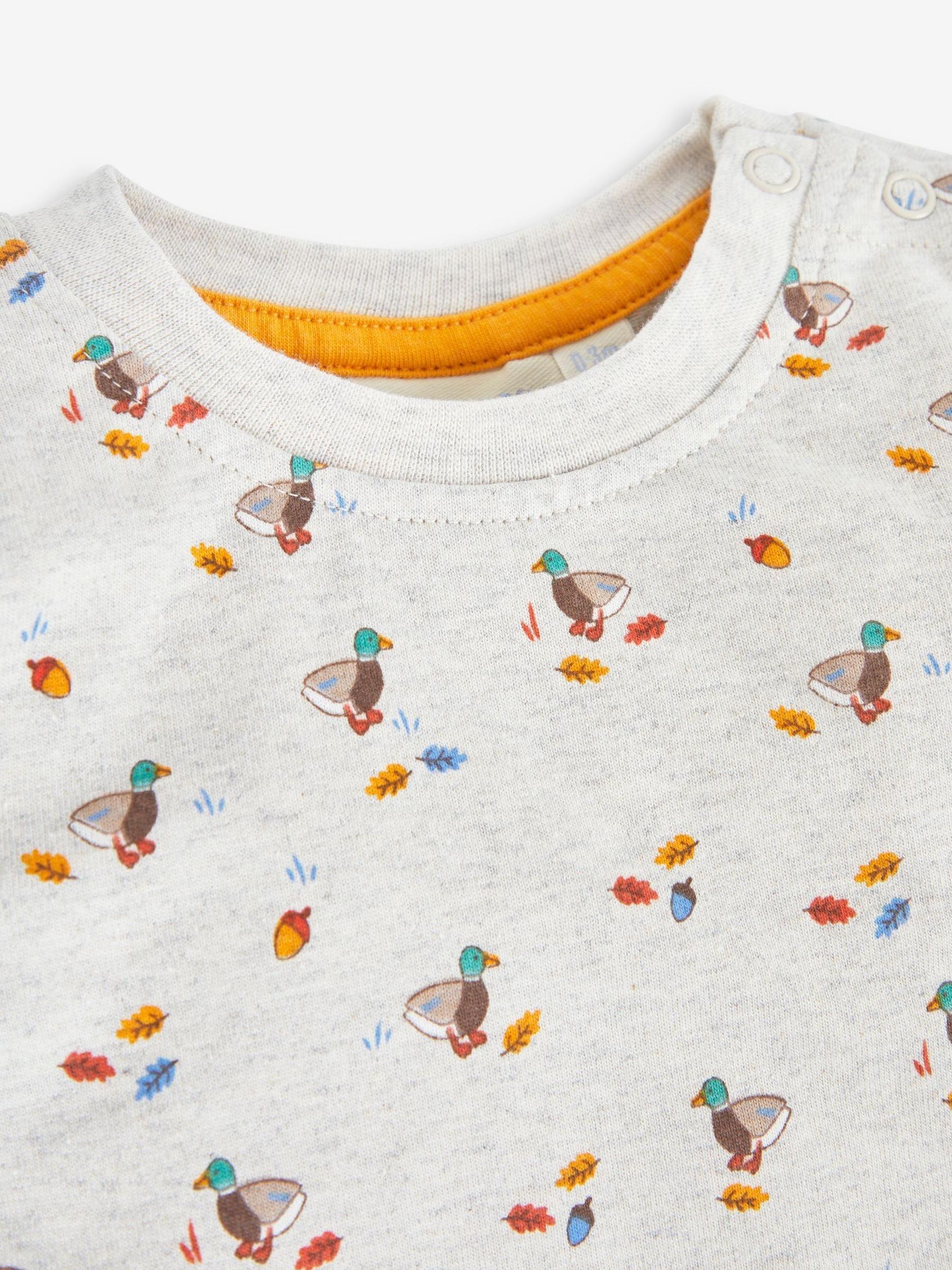 Marl Brown Duck Boys' Sausage Dog Appliqué Pocket Dungarees & Top Set - Image 5 of 5