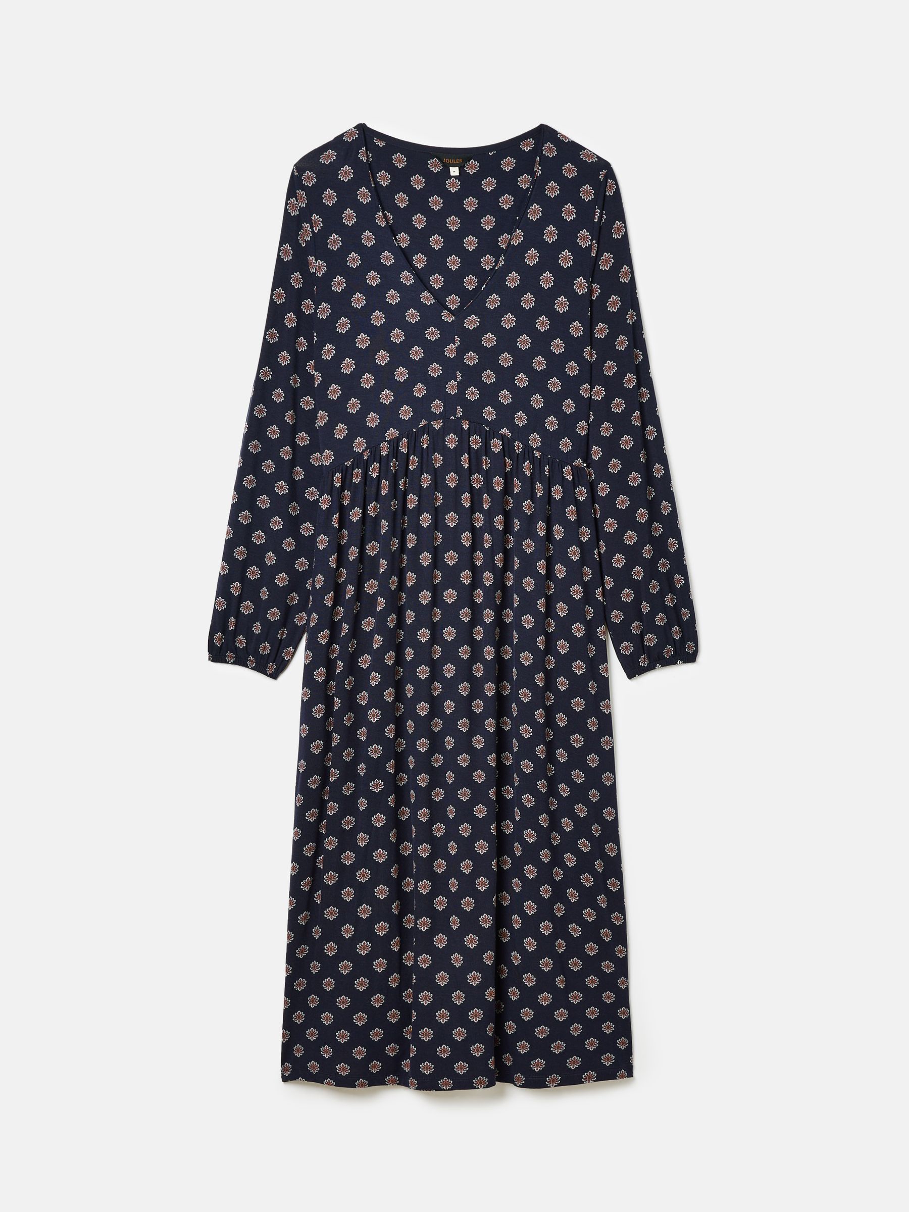 Nia Navy Blue Floral V-Neck Long Sleeve Midaxi Dress - Image 6 of 6