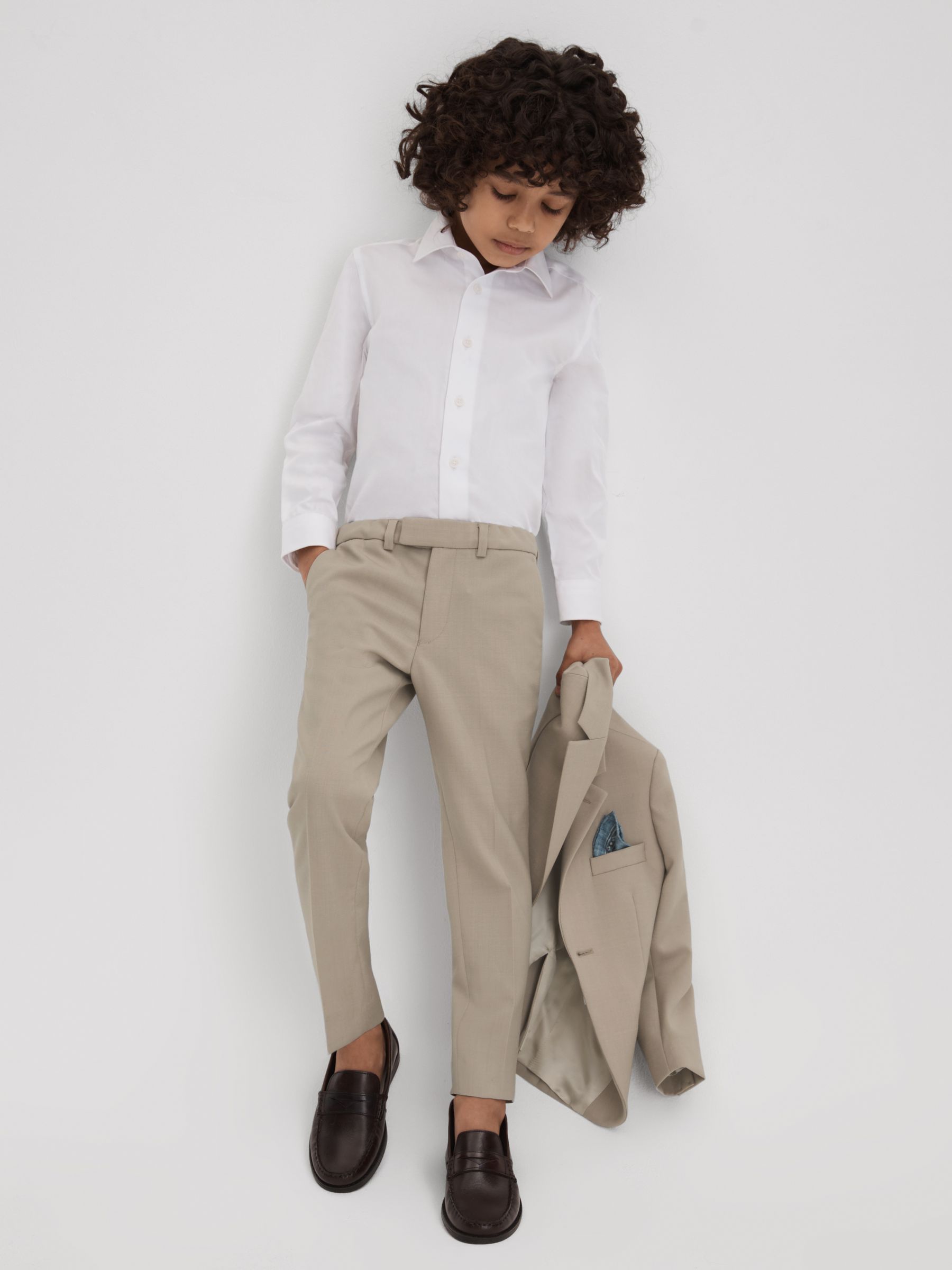 Wool Side Adjusters Trousers in Stone - Image 1 of 4