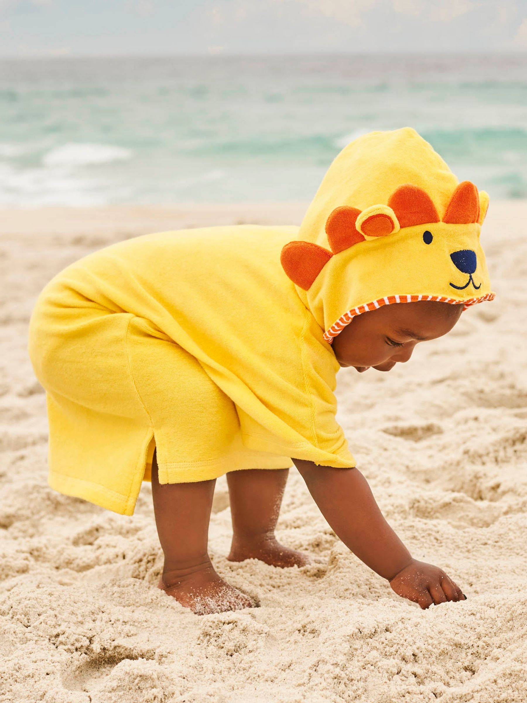 Yellow Lion Towelling Hooded Pull-On Cover-Up - Image 3 of 6