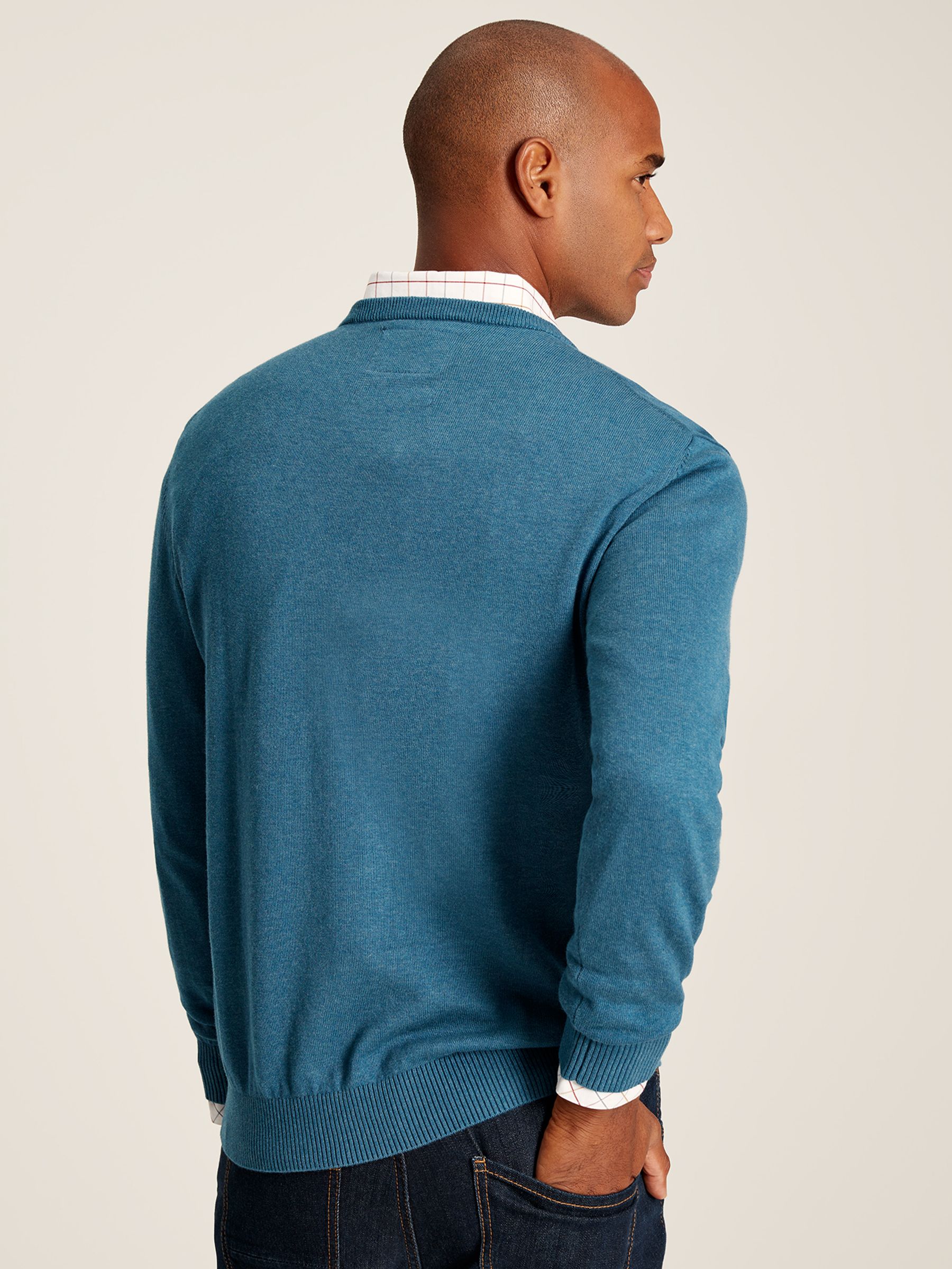 Jarvis Blue Cotton Crew Neck Jumper - Image 2 of 9 Jarvis Blue Cotton Crew Neck Jumper - Image 2 of 9