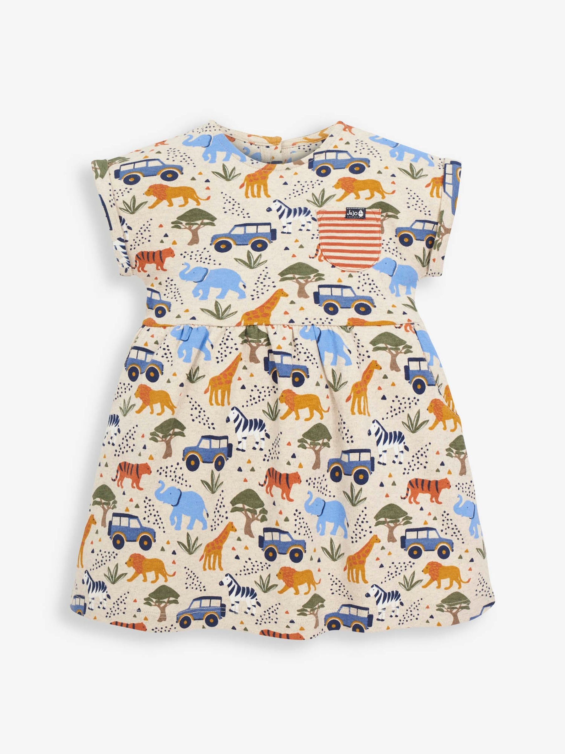 Natural Girls' Safari Print Dress with Pockets - Image 1 of 2