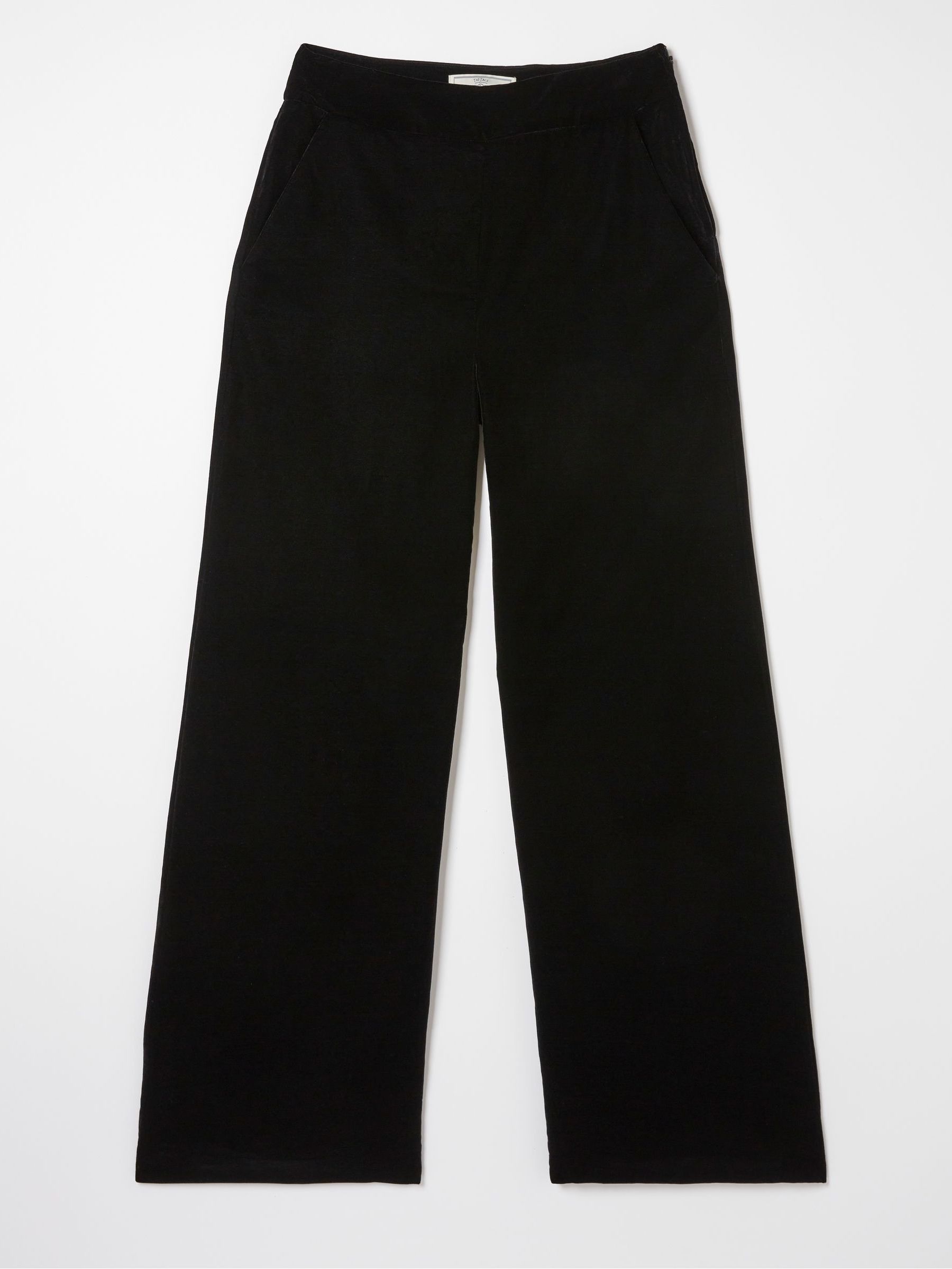 Black Wide Leg Velvet Trousers - Image 6 of 6