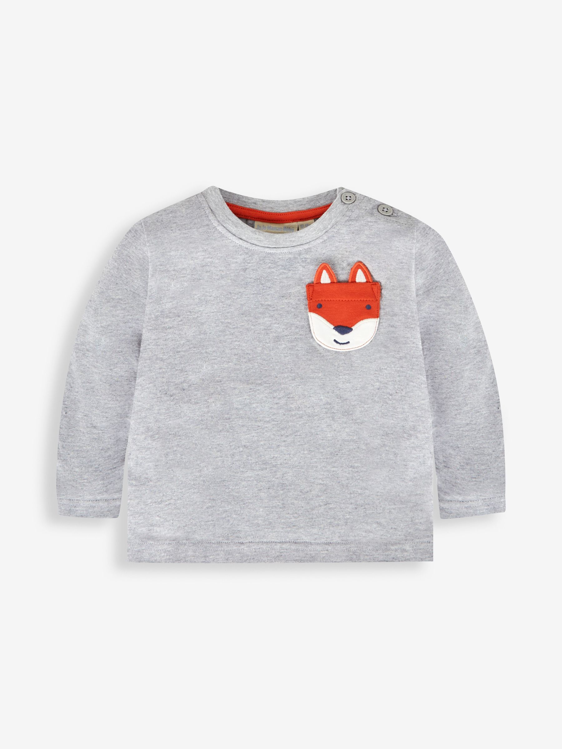 Marl Grey Boys' Fox Appliqué Pocket Top - Image 1 of 3