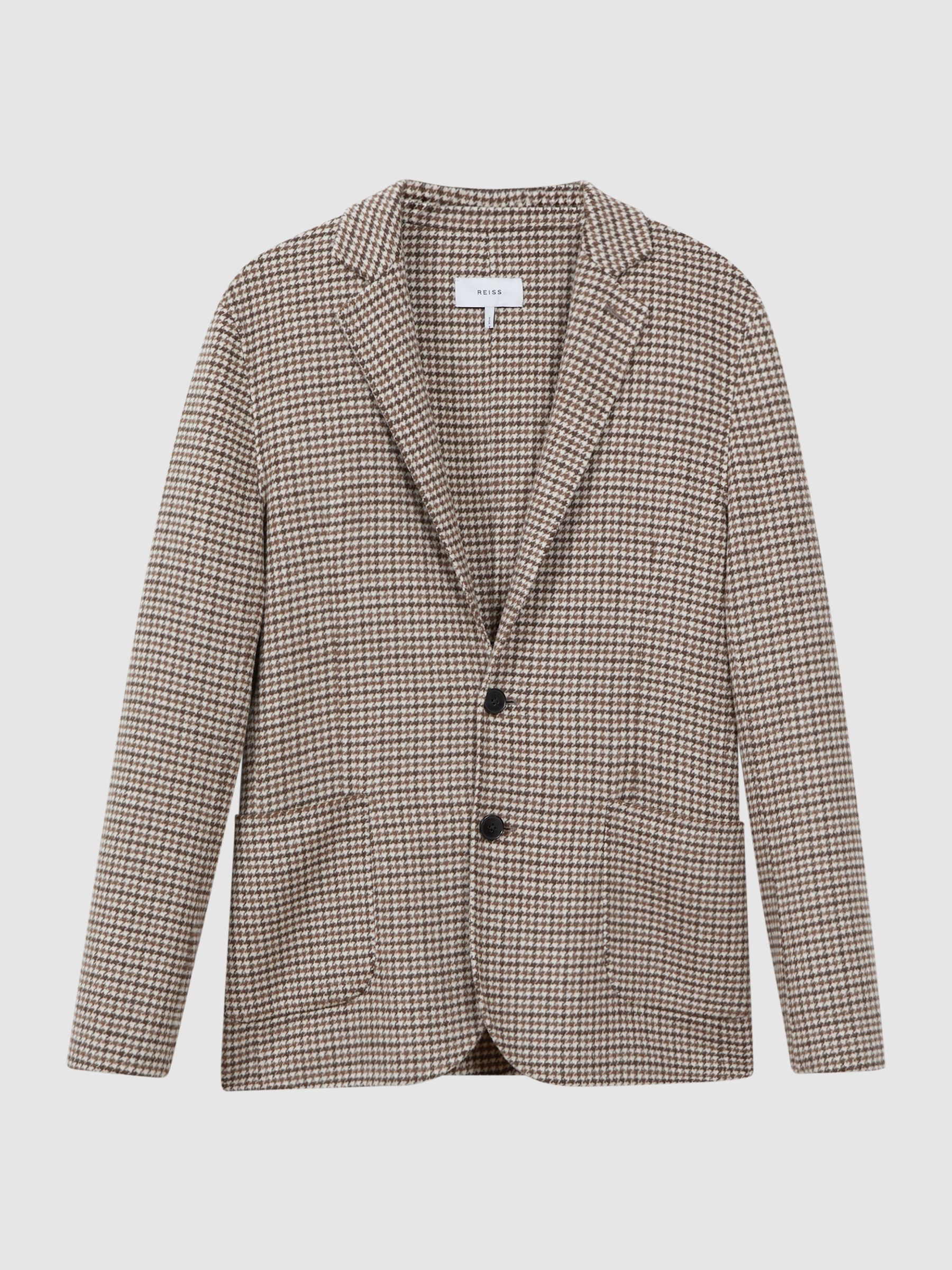 Slim Fit Wool Blend Single Breasted Blazer in Brown - Image 2 of 7
