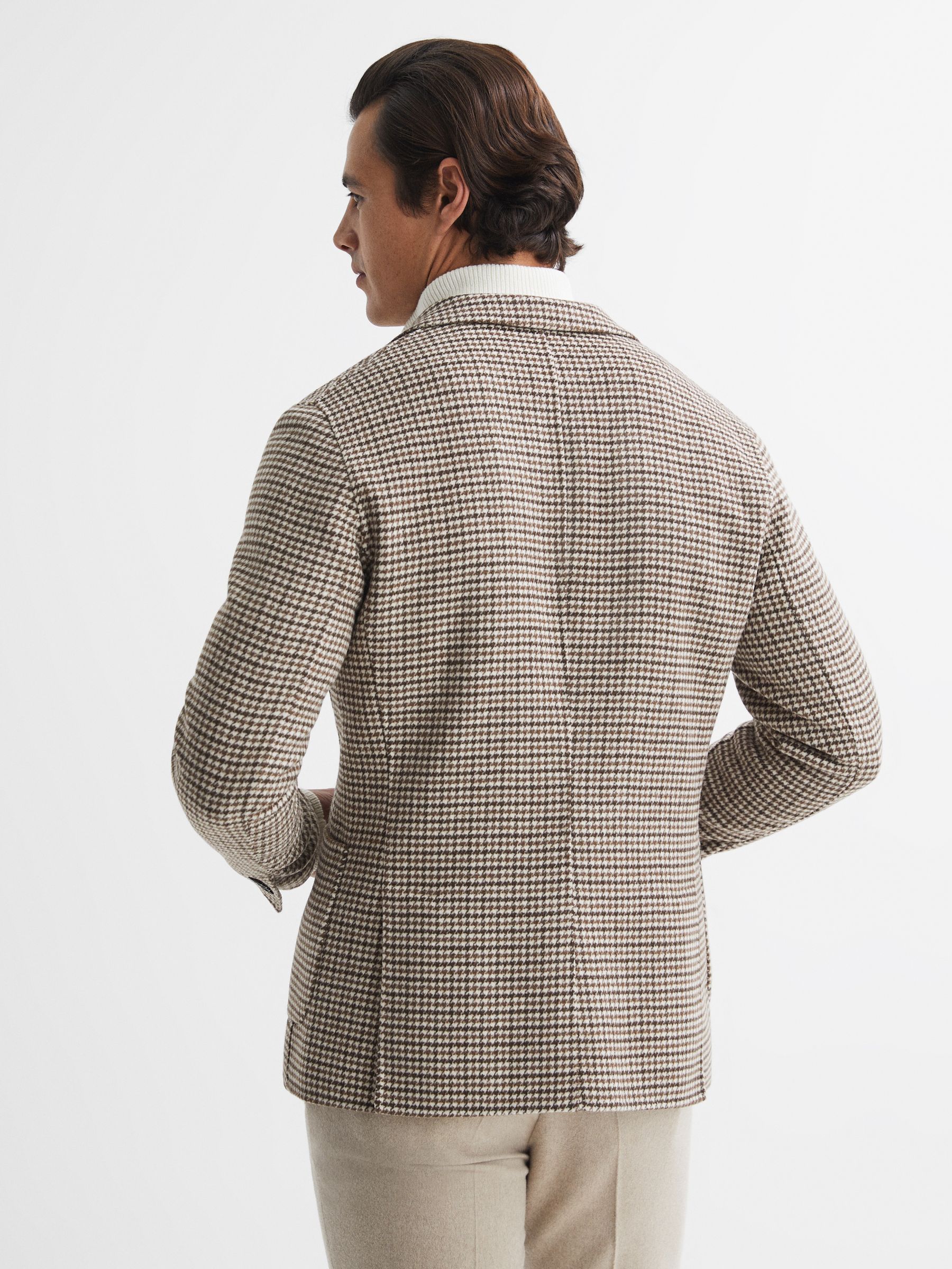 Slim Fit Wool Blend Single Breasted Blazer in Brown - Image 5 of 7