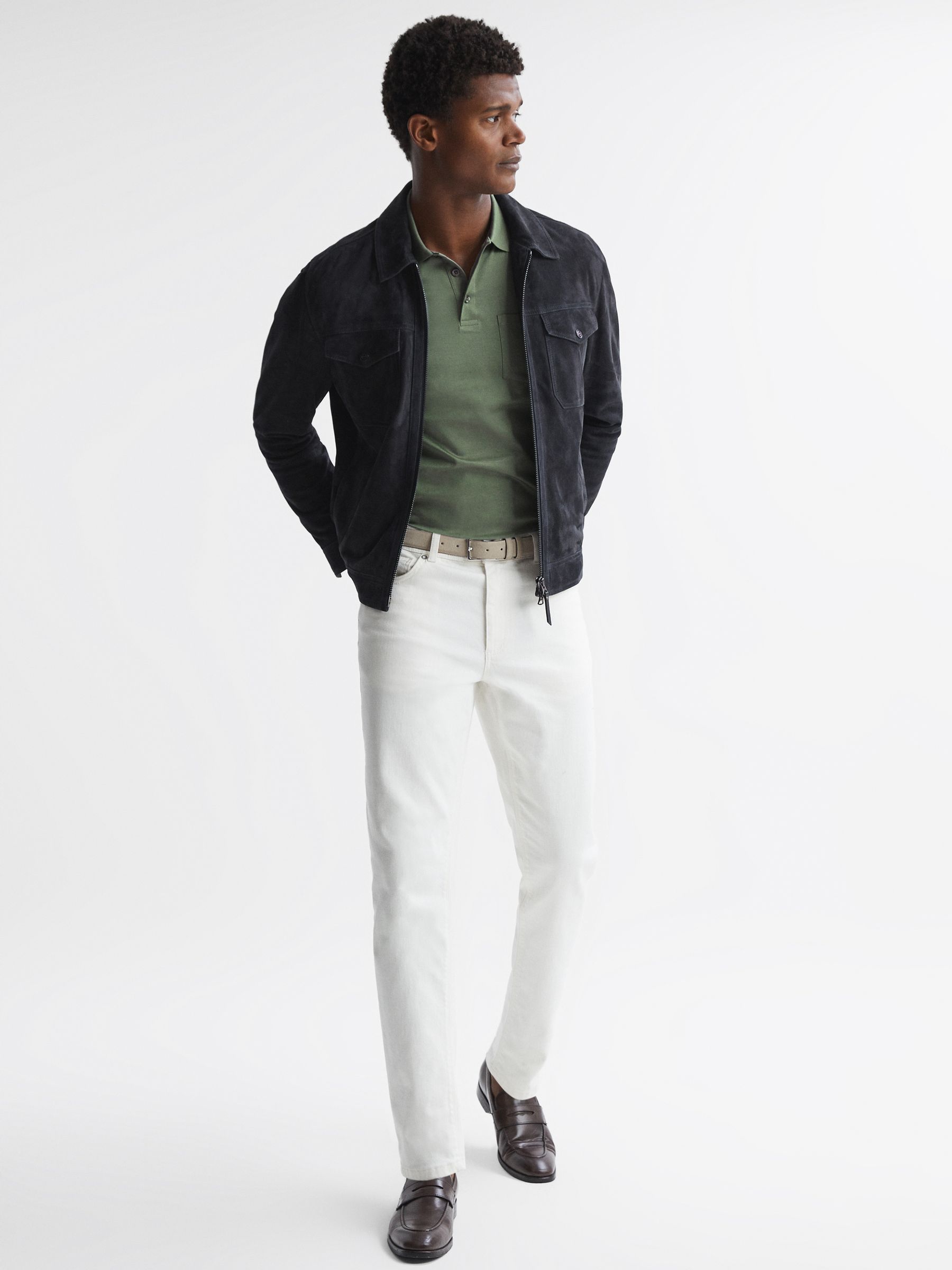 Short Sleeve Polo T-Shirt in Fern Green - Image 3 of 4