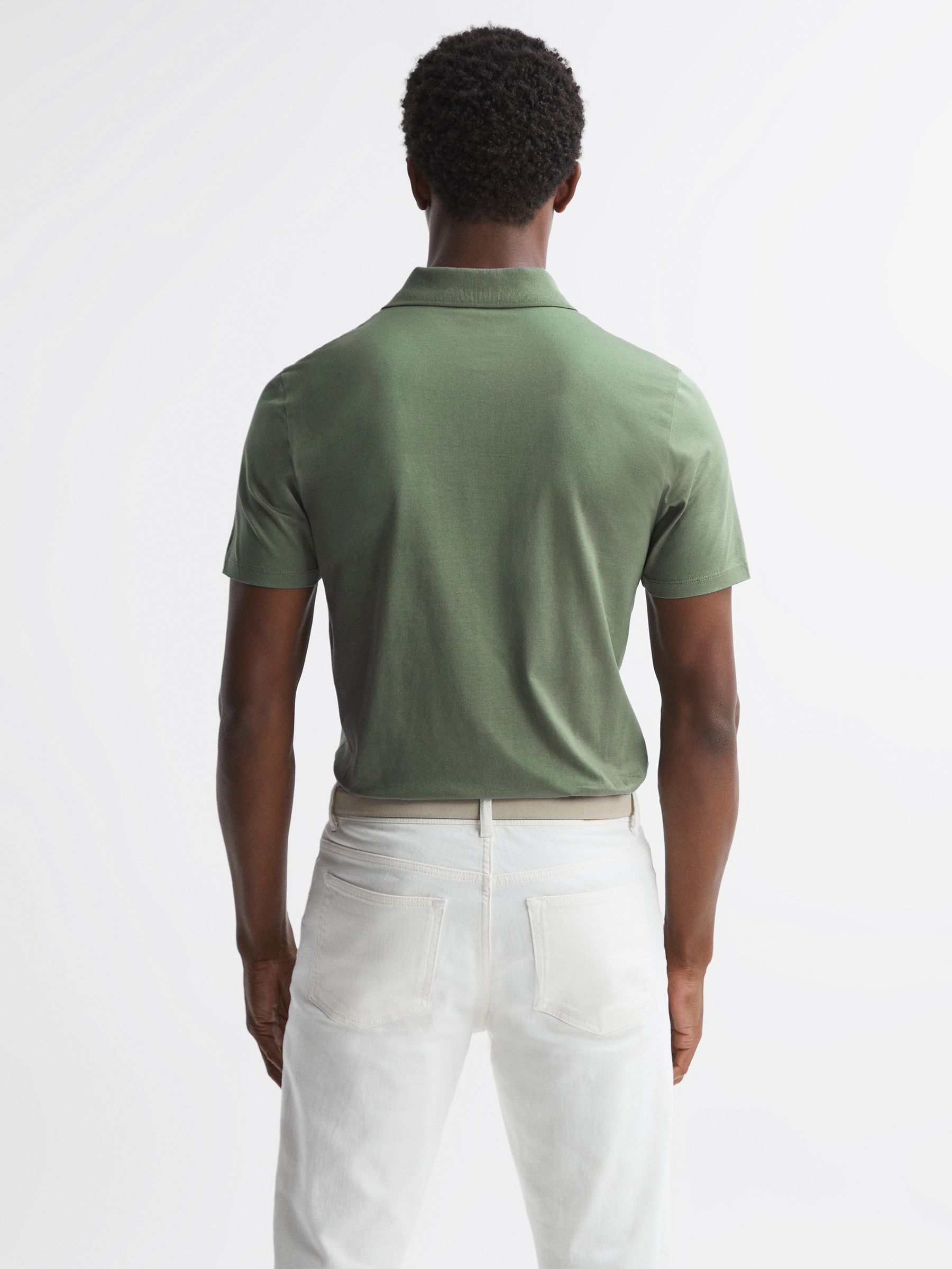 Short Sleeve Polo T-Shirt in Fern Green - Image 4 of 4