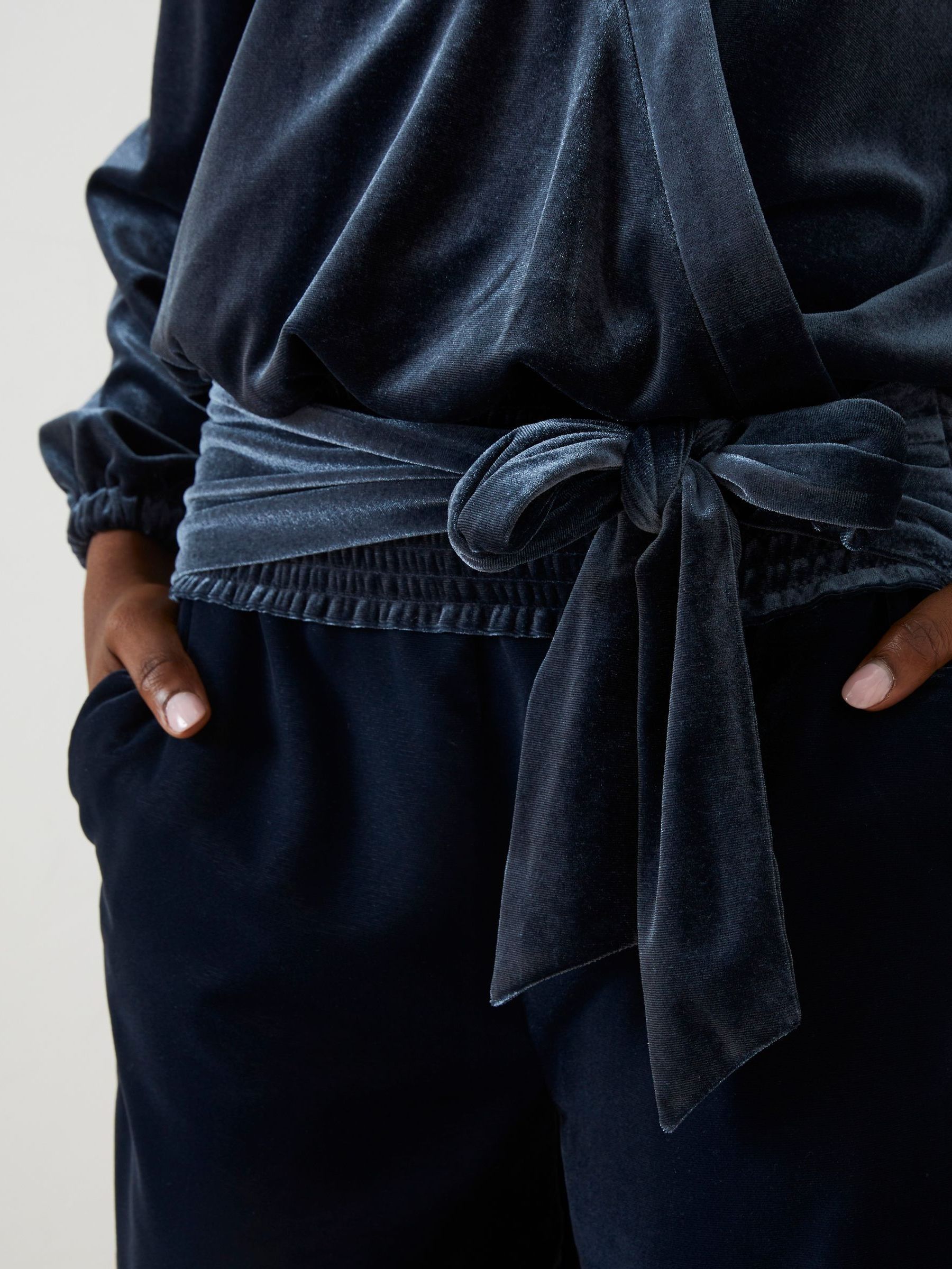Blue Reese Velvet Wrap Top - Image 5 of 6