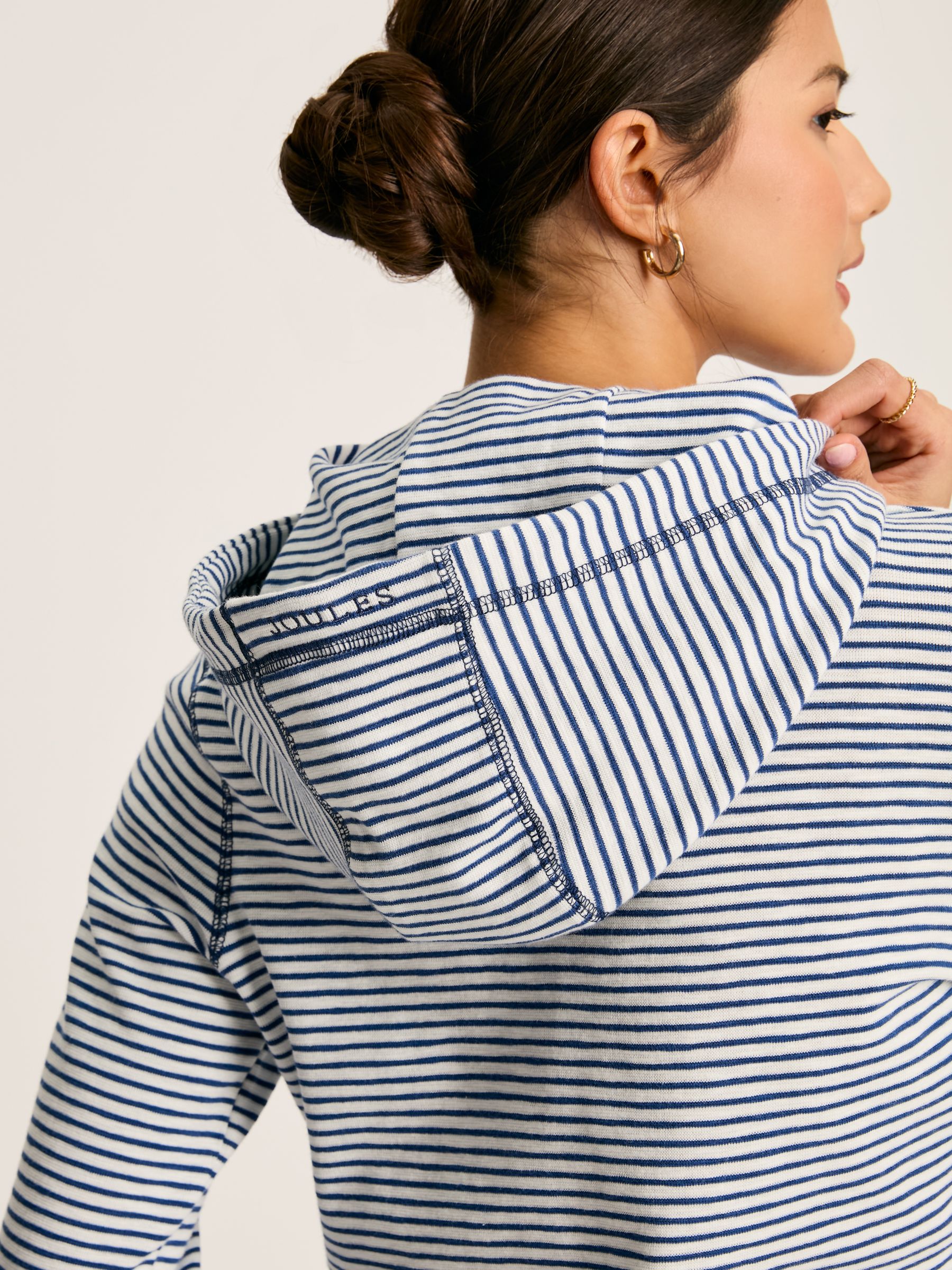Marlston Blue Stripe Slim Fit Hoodie - Image 5 of 6