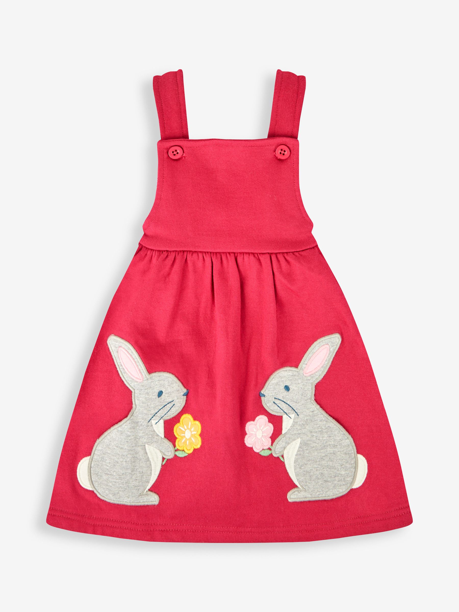 Rose Pink Bunny Girls' 2-Piece Appliqué Pinafore Dress & Top Set - Image 2 of 6