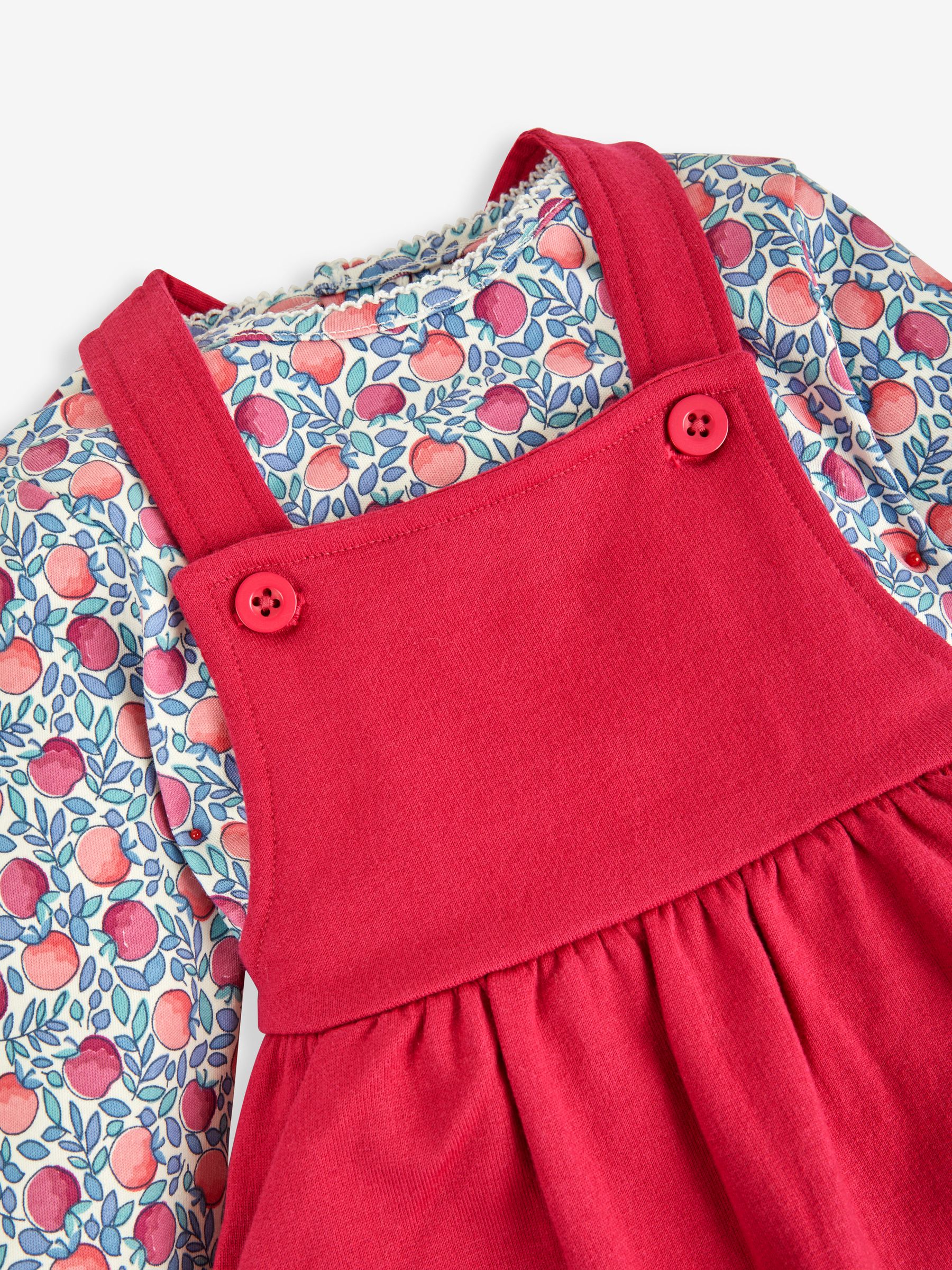 Rose Pink Bunny Girls' 2-Piece Appliqué Pinafore Dress & Top Set - Image 5 of 6