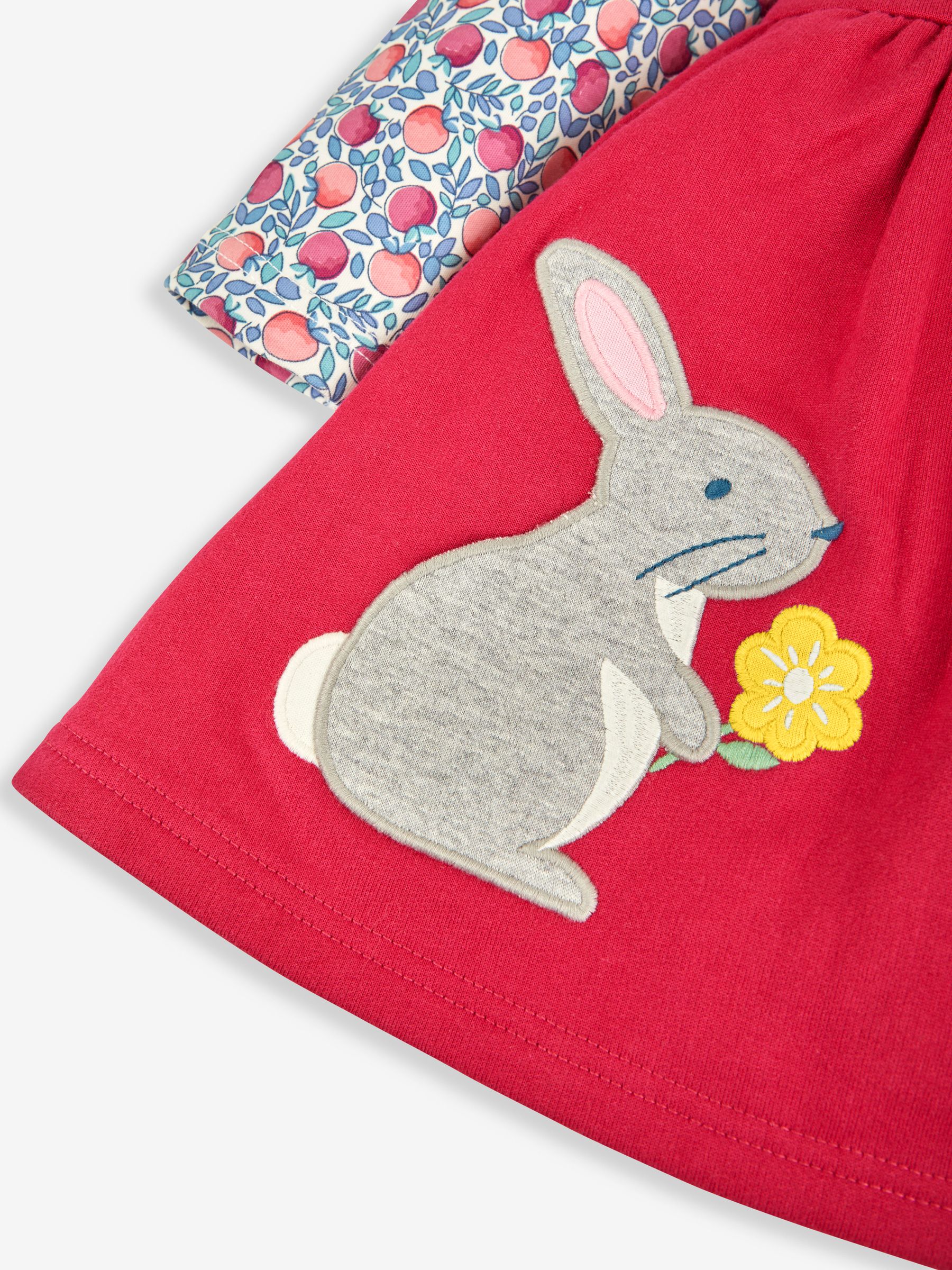 Rose Pink Bunny Girls' 2-Piece Appliqué Pinafore Dress & Top Set - Image 6 of 6