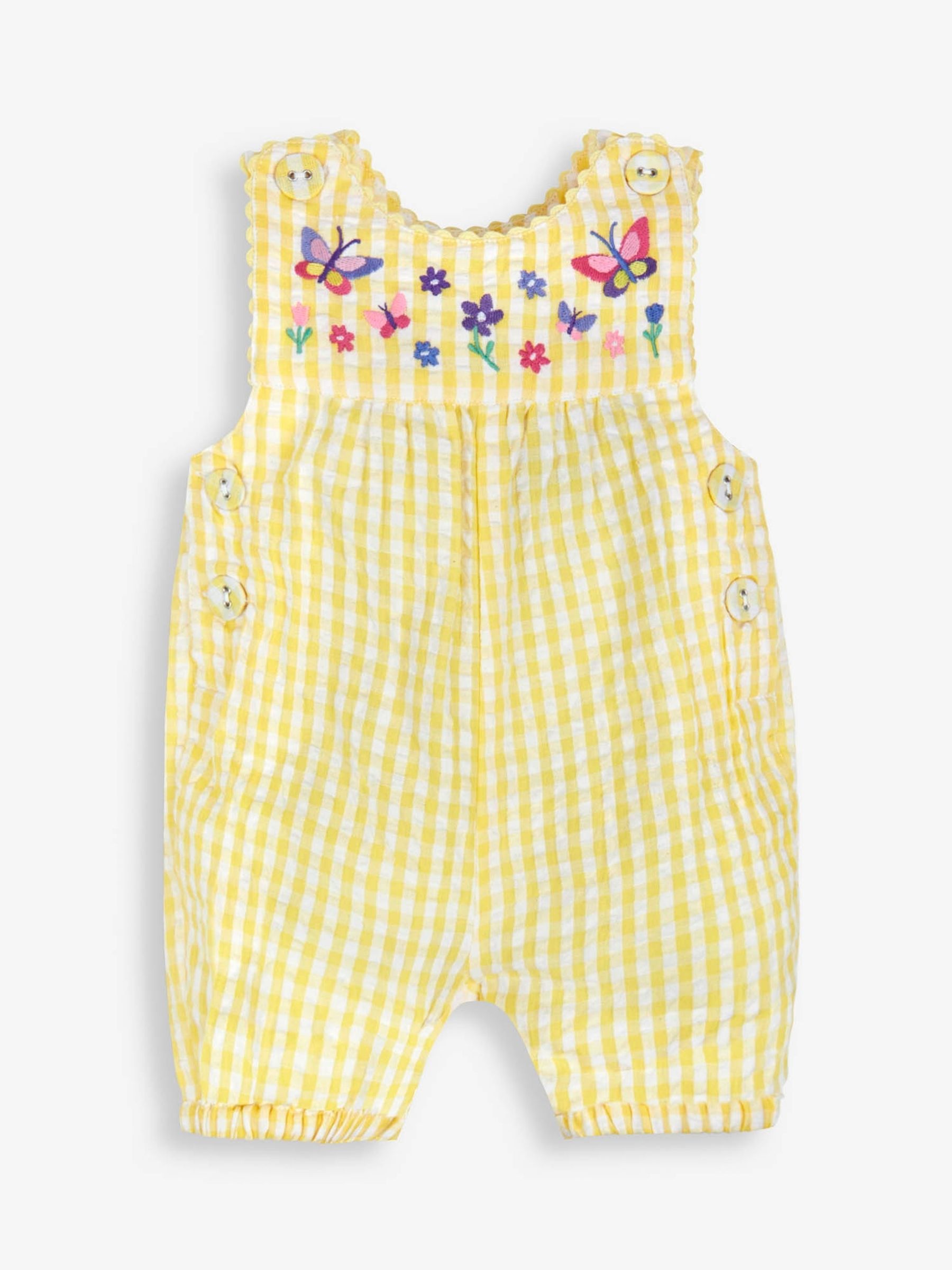 Yellow Butterfly Appliqué Gingham Dungarees - Image 1 of 2