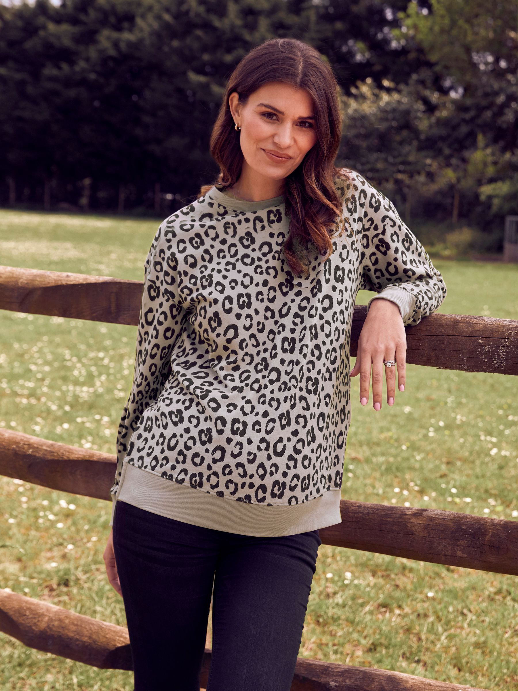 Grey Animal Print Maternity & Nursing Sweatshirt - Image 1 of 5