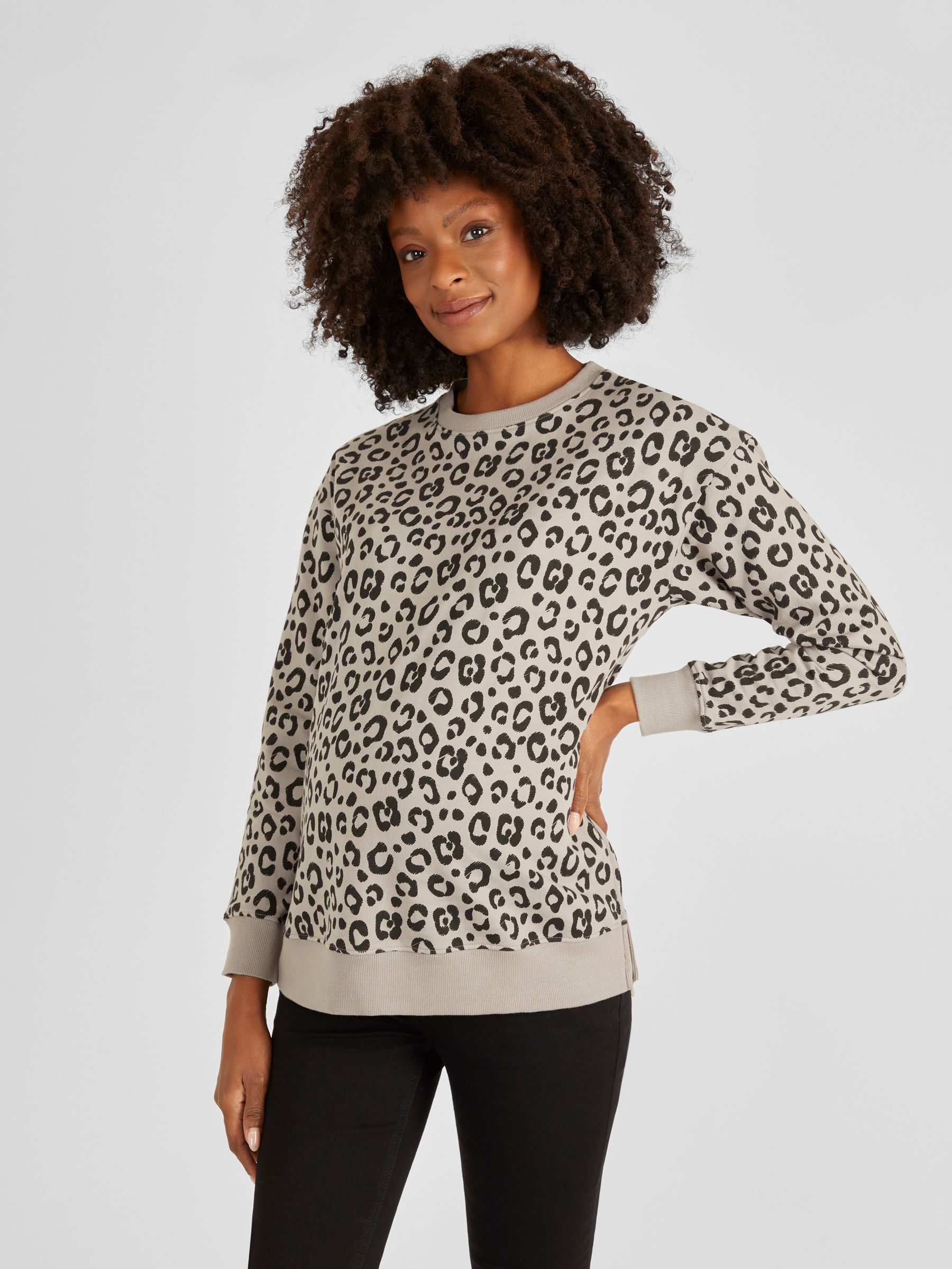 Grey Animal Print Maternity & Nursing Sweatshirt - Image 2 of 5