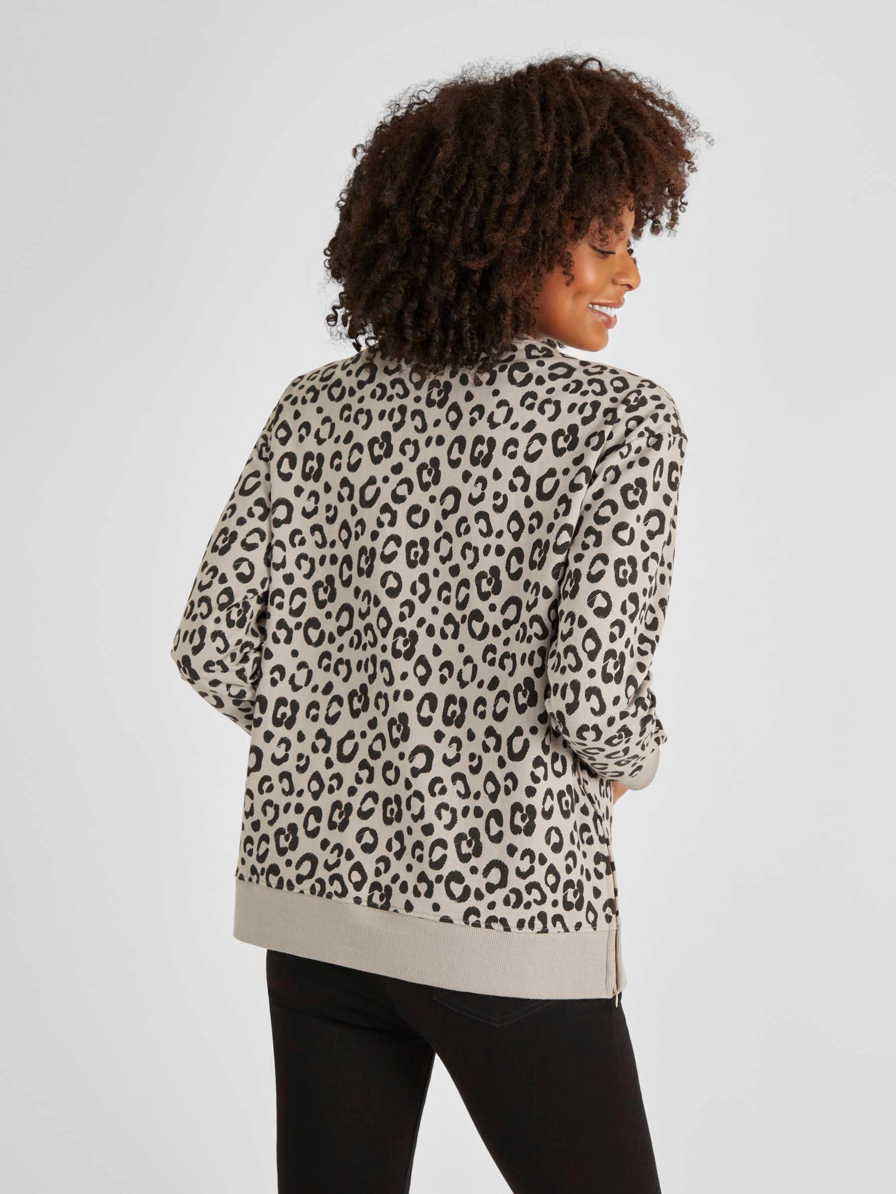 Grey Animal Print Maternity & Nursing Sweatshirt - Image 3 of 5