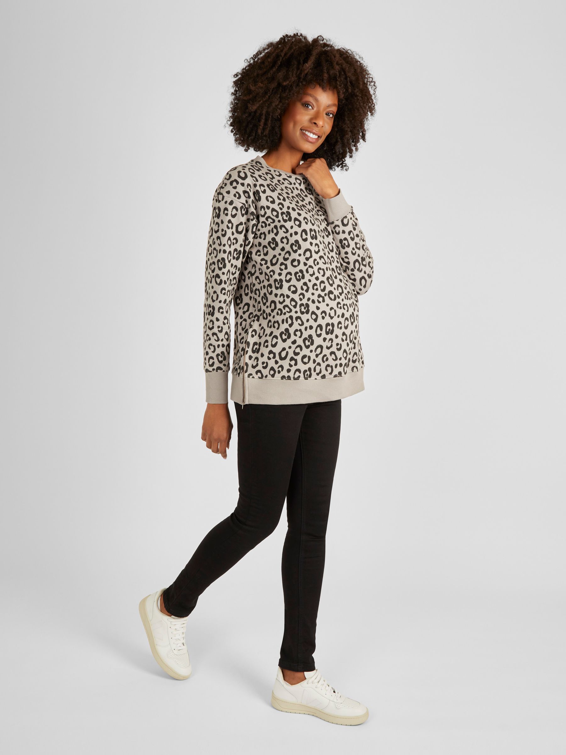 Grey Animal Print Maternity & Nursing Sweatshirt - Image 4 of 5