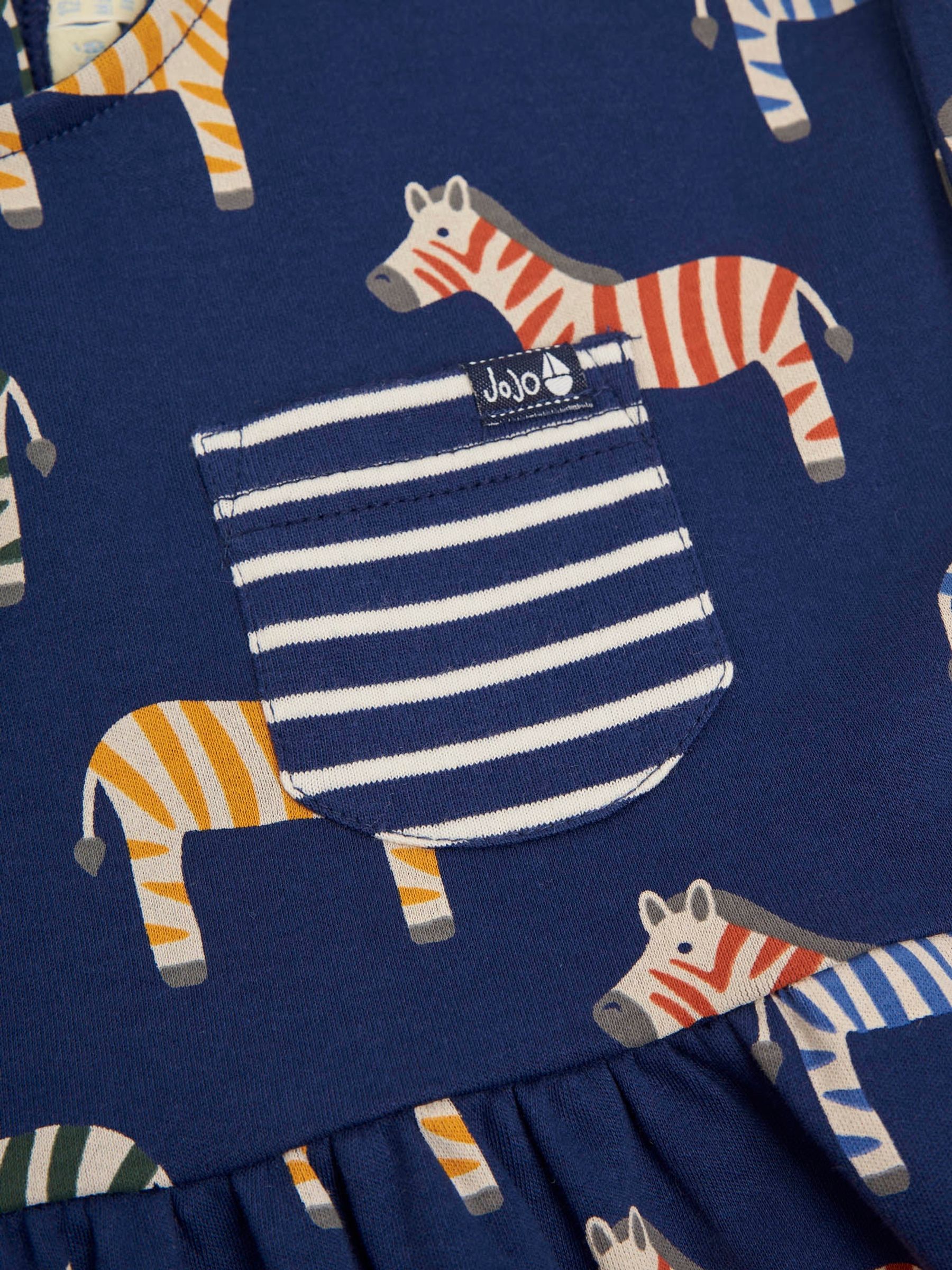 Navy Girls' Multicolour Zebra Print Dress with Pockets - Image 2 of 2