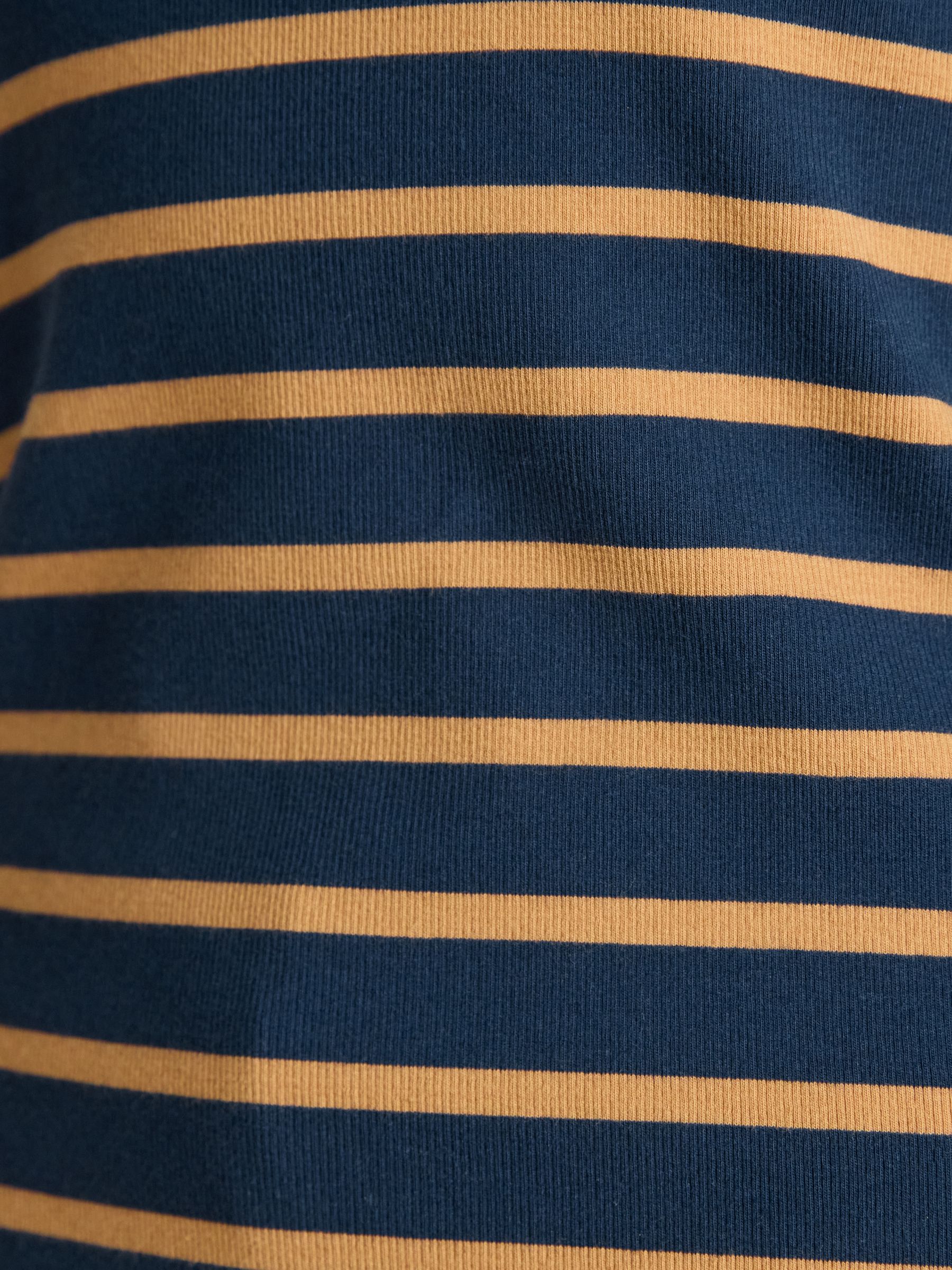 Fairfield Navy & Tan Ribbed Long Sleeve Striped Polo Shirt - Image 4 of 7