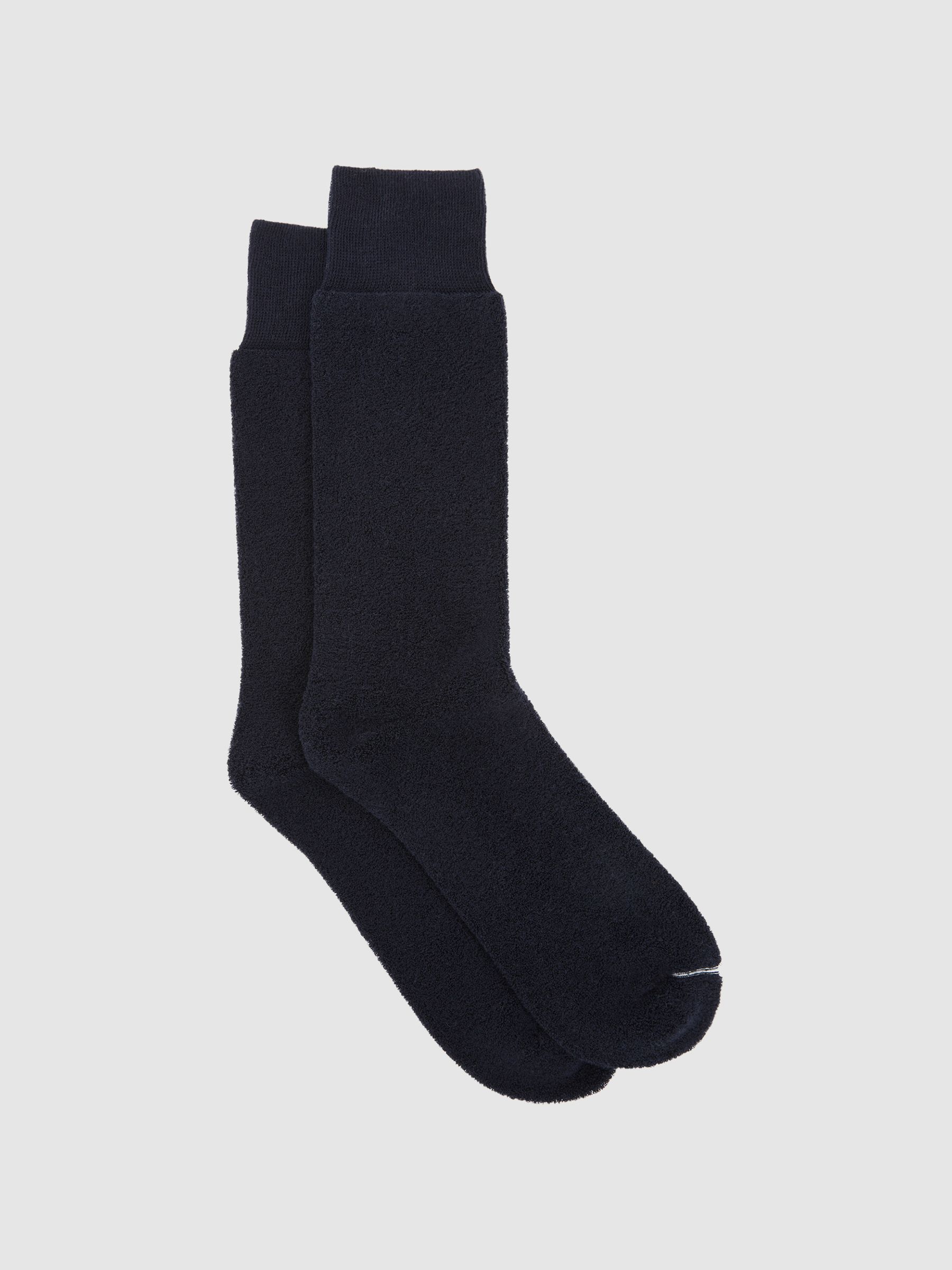 Cotton Blend Terry Towelling Socks in Navy - Image 1 of 3