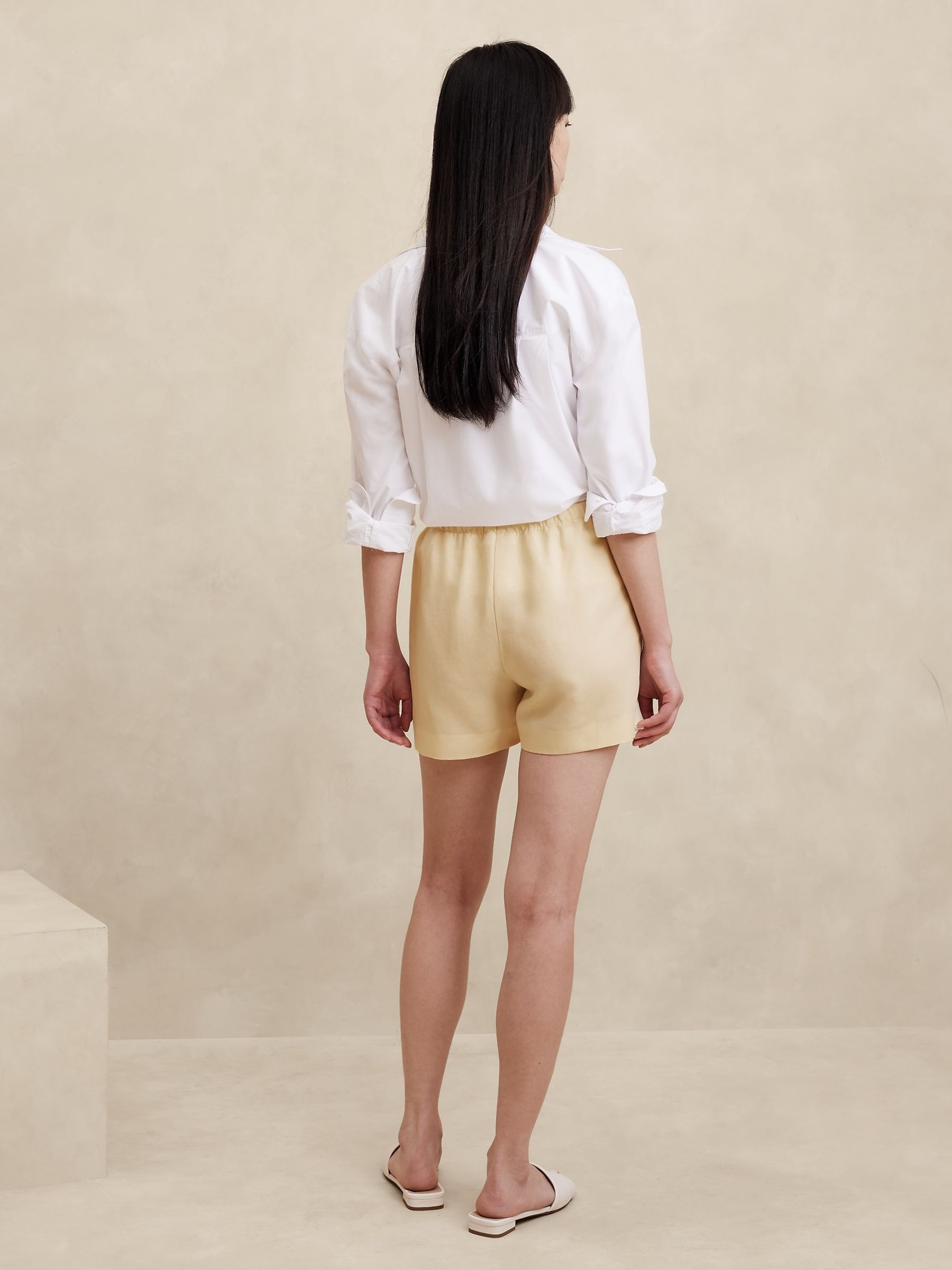 Banana Republic Yellow Arcata Tencel-Linen Easy Shorts - Image 2 of 5