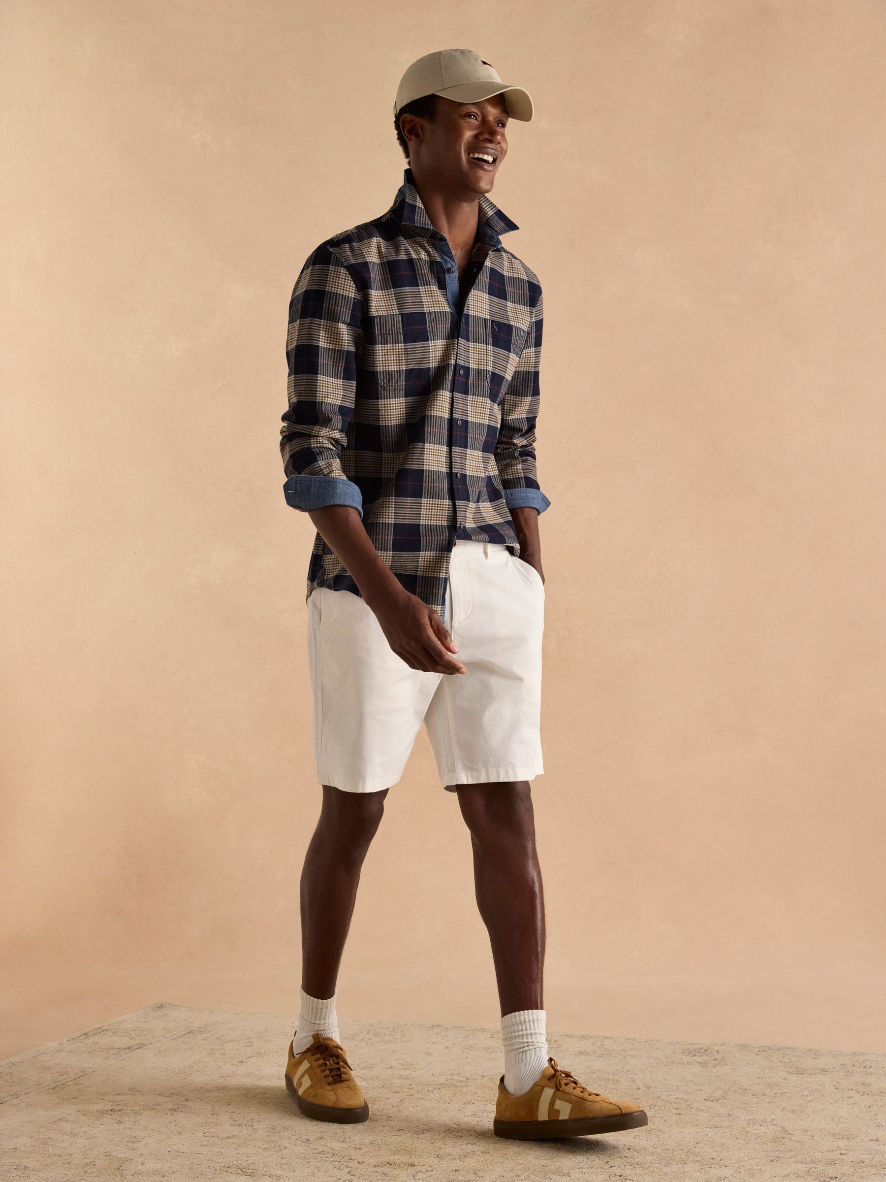 Brushed Flannel Navy Blue Check Classic Fit Shirt - Image 6 of 11