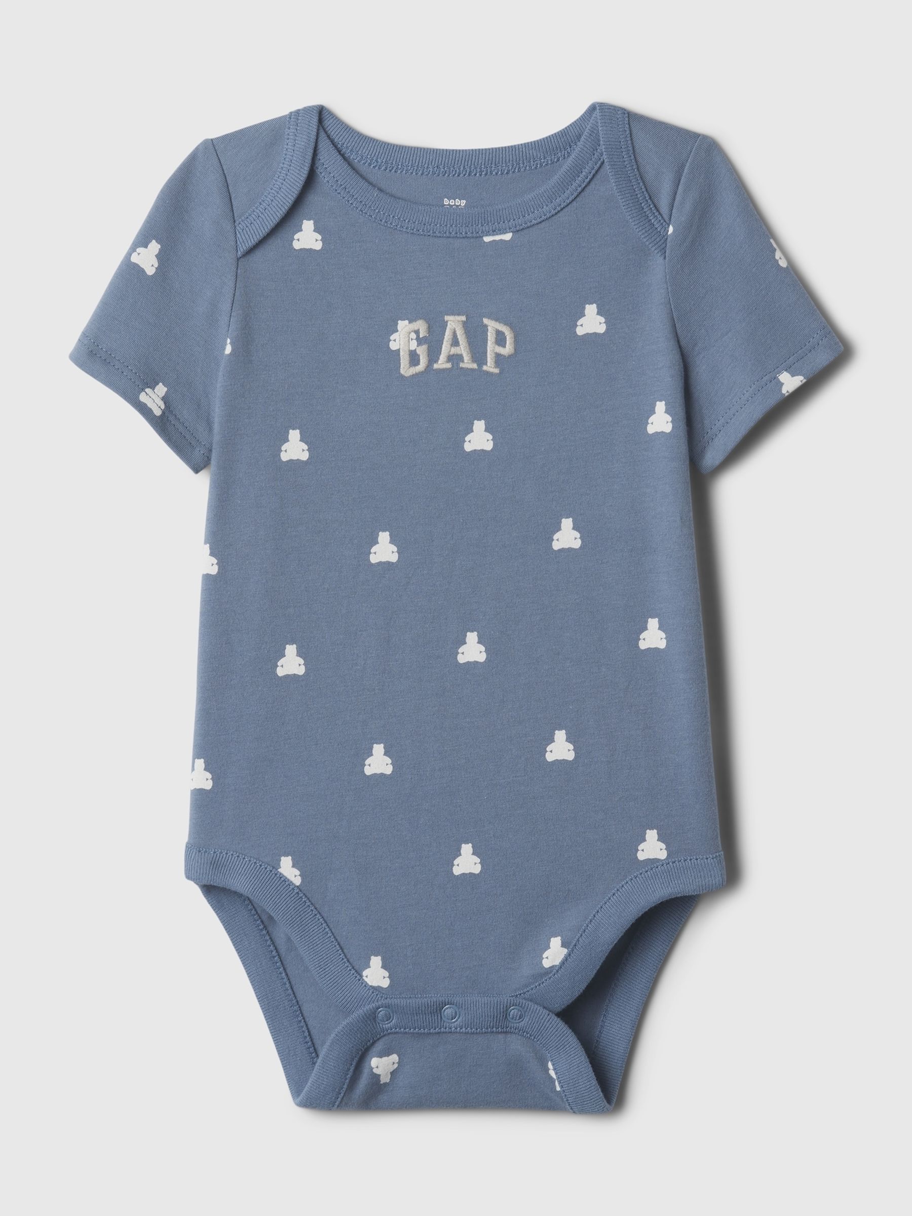Blue Organic Cotton Brannan Bear Graphic Logo Baby Bodysuit (Newborn-24mths) - Image 1 of 3