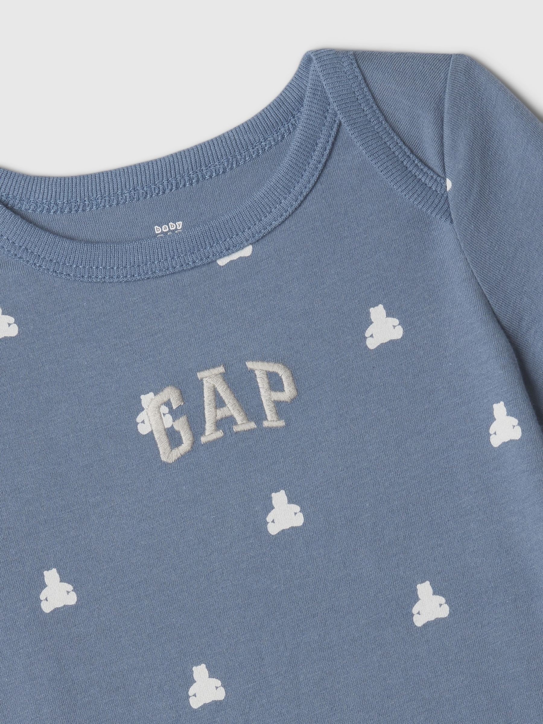 Blue Organic Cotton Brannan Bear Graphic Logo Baby Bodysuit (Newborn-24mths) - Image 3 of 3