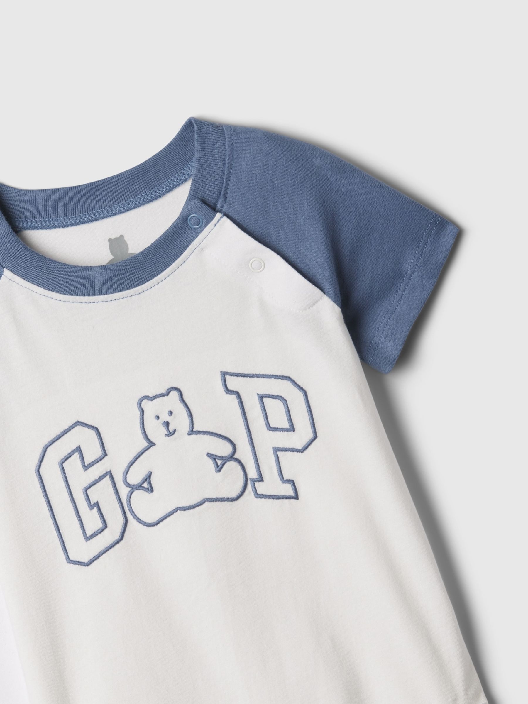 Blue Organic Cotton Brannan Bear Graphic Logo Baby Bodysuit (Newborn-24mths) - Image 3 of 4