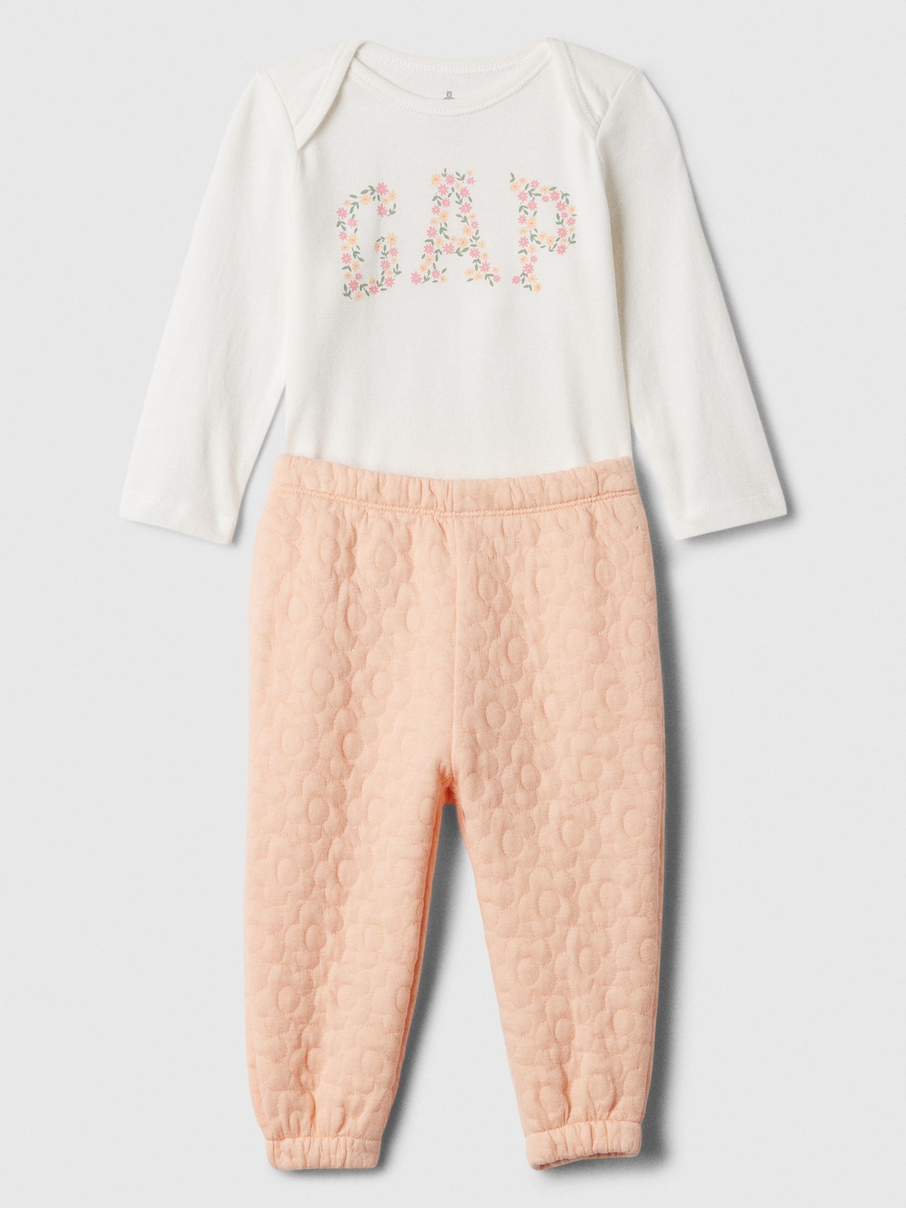 White and Orange Two Piece Top and Legging Set (Newborn-24mths) - Image 1 of 1
