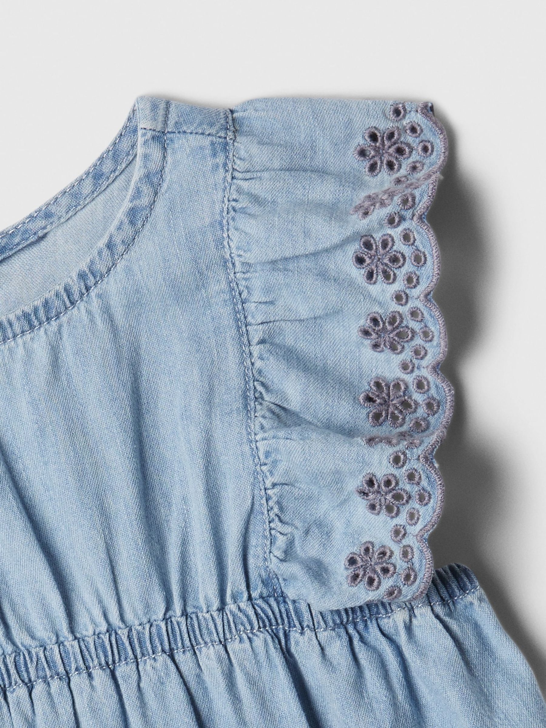 Blue Denim Eyelet Baby Bodysuit (Newborn-24mths) - Image 2 of 2