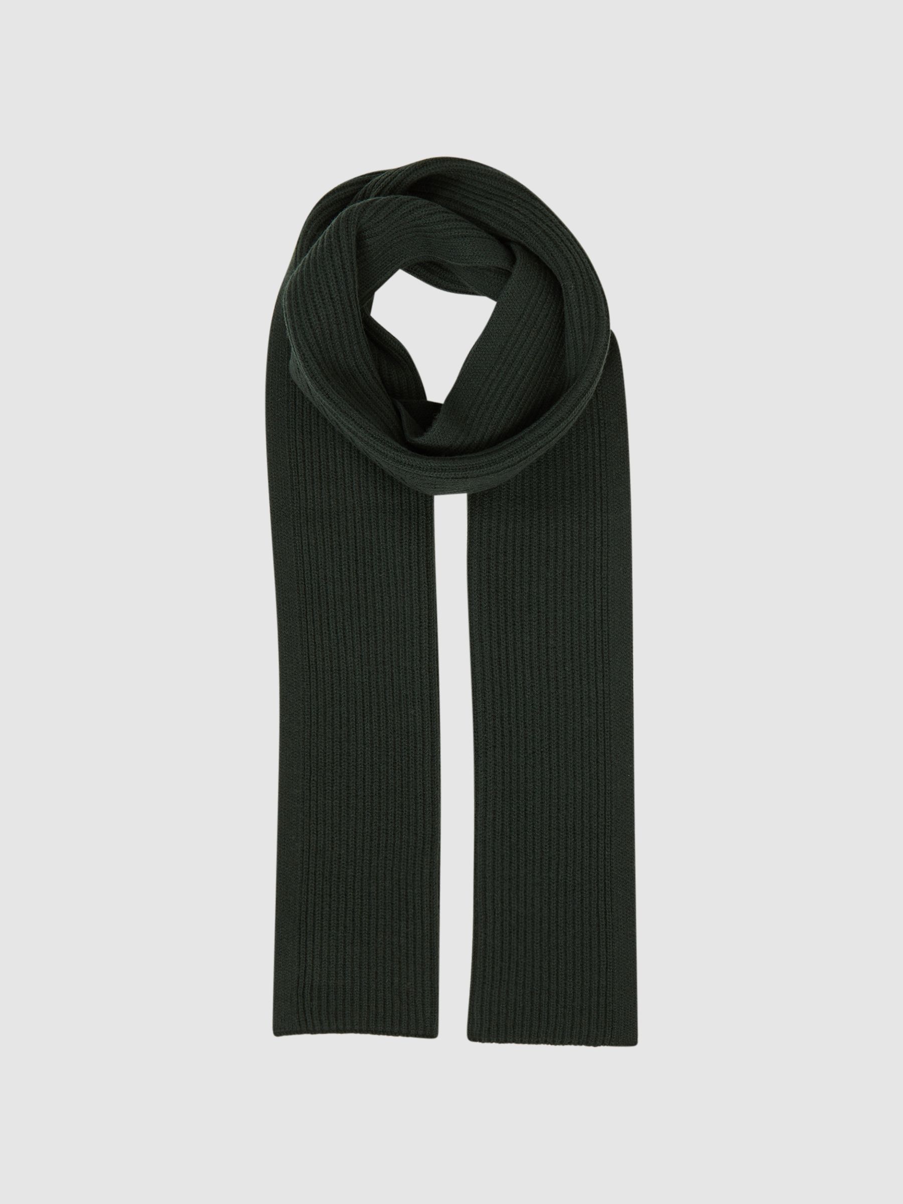Ribbed Merino Scarf in Forest Green - Image 3 of 4