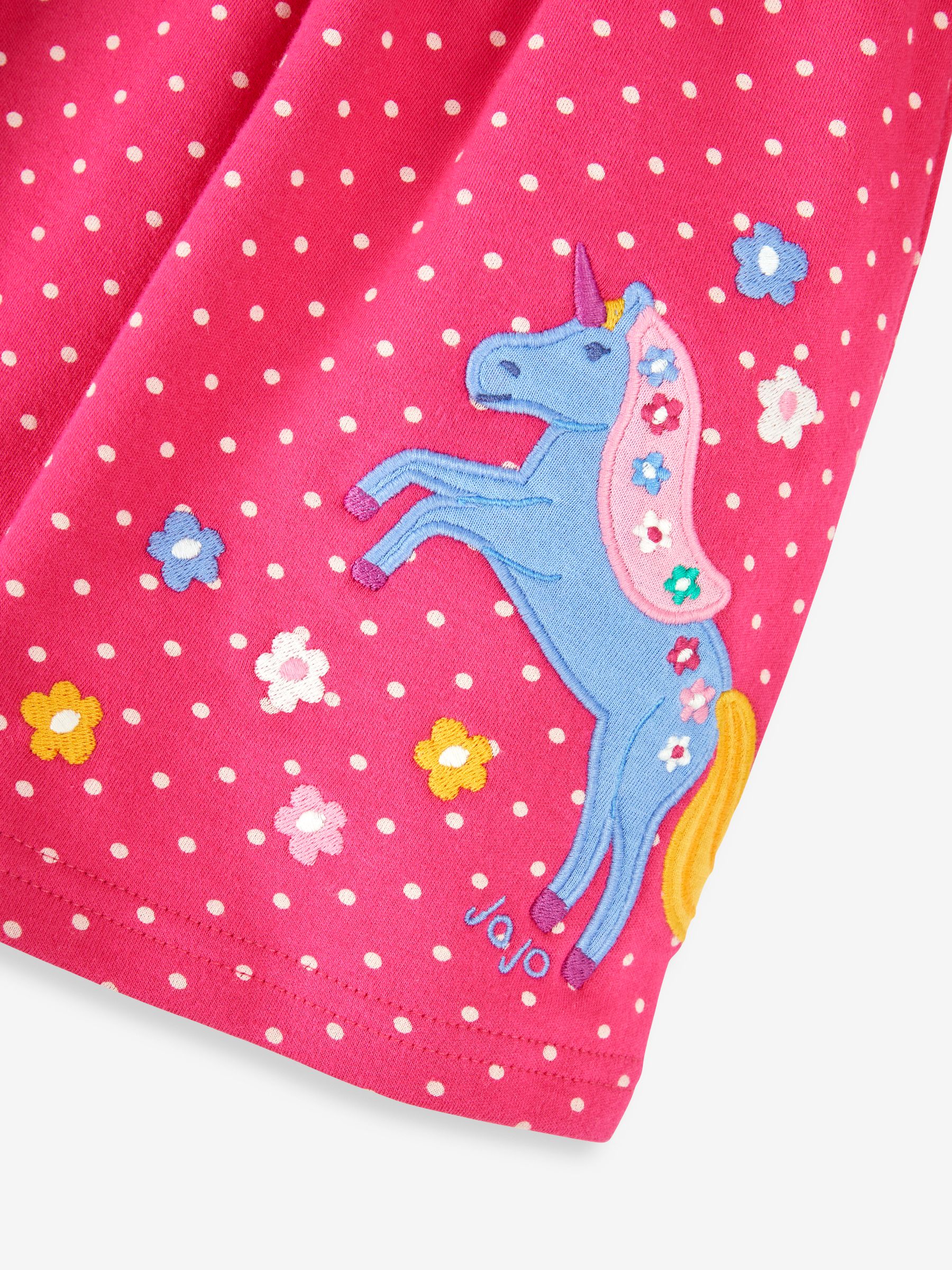 Raspberry Pink Unicorn Appliqué Button Front Dress - Image 3 of 3