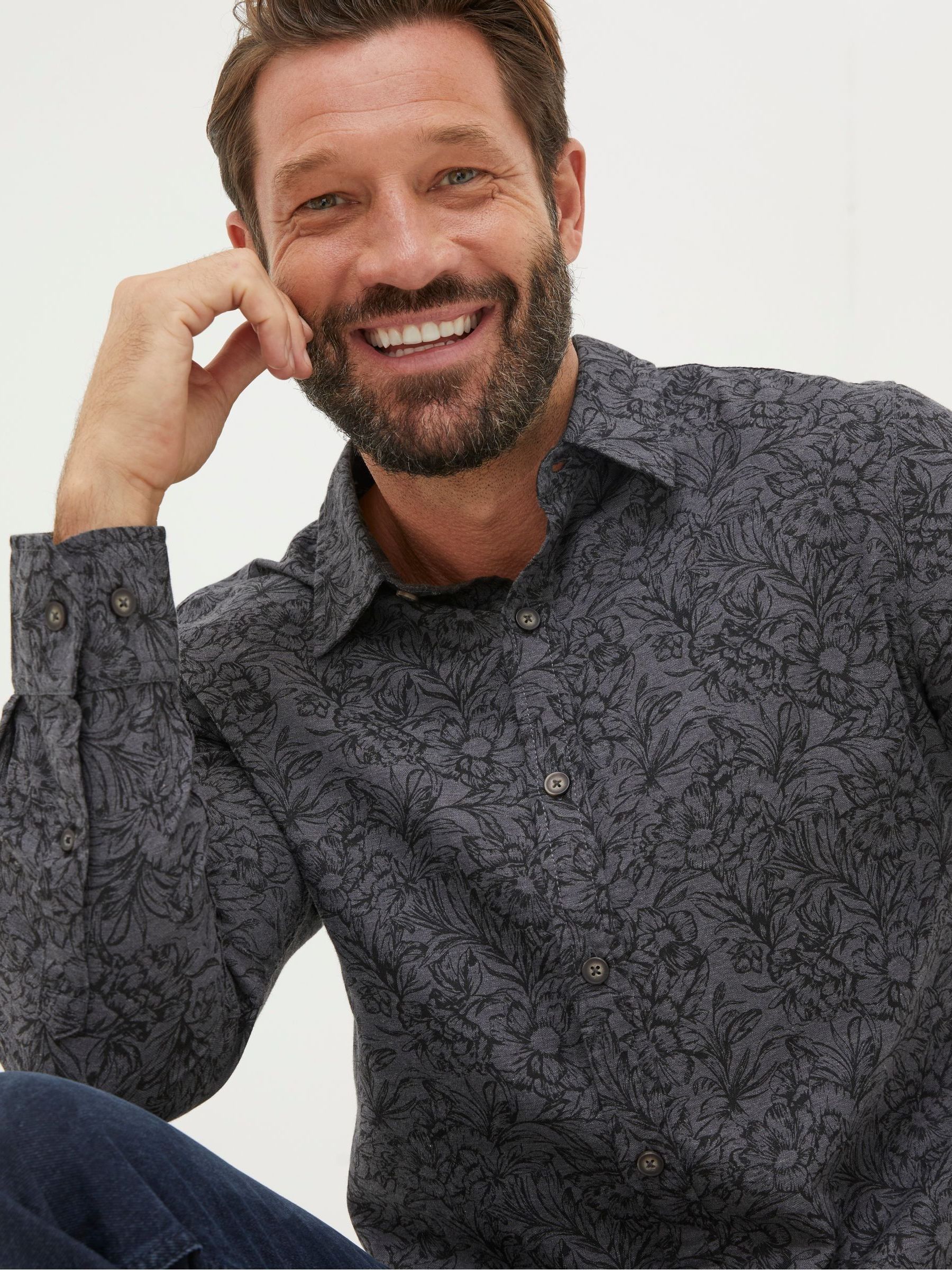 Grey Wild Floral Print Shirt - Image 2 of 3