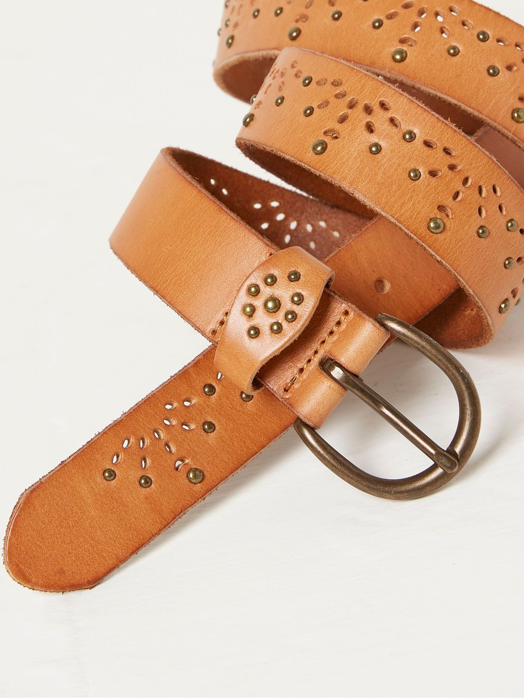 Jean Brown Geo Laser Cut Leather Belt - Image 3 of 3 Jean Brown Geo Laser Cut Leather Belt - Image 3 of 3
