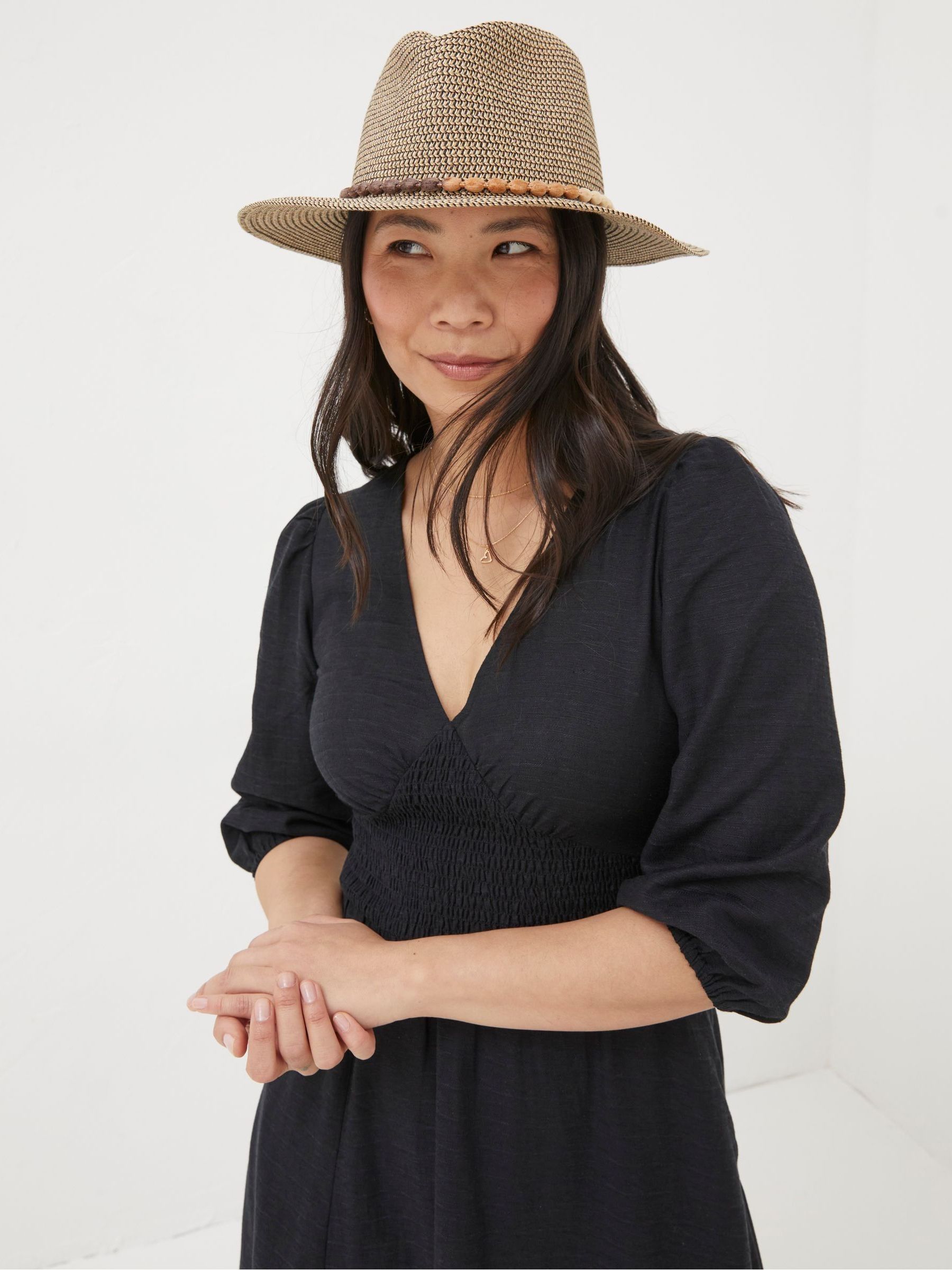 Natural Multi Weave Fedora Hat - Image 1 of 3