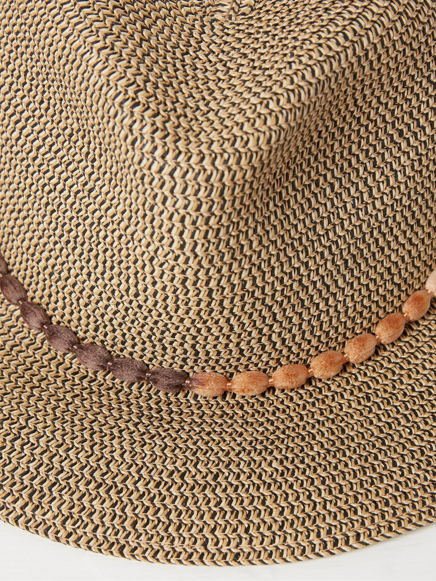 Natural Multi Weave Fedora Hat - Image 3 of 3