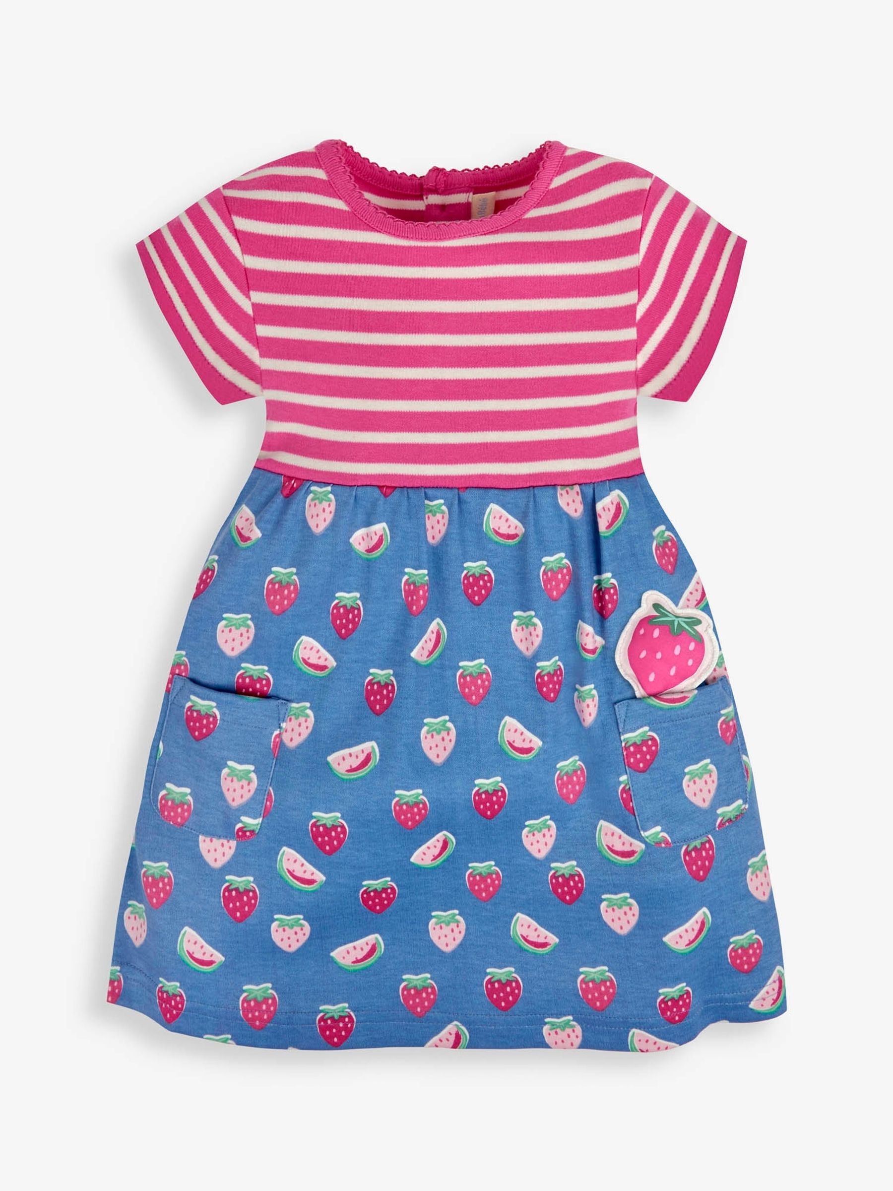 Pink Pink Stripe & Strawberry Print With Pet In Pocket Combo Dress - Image 4 of 6