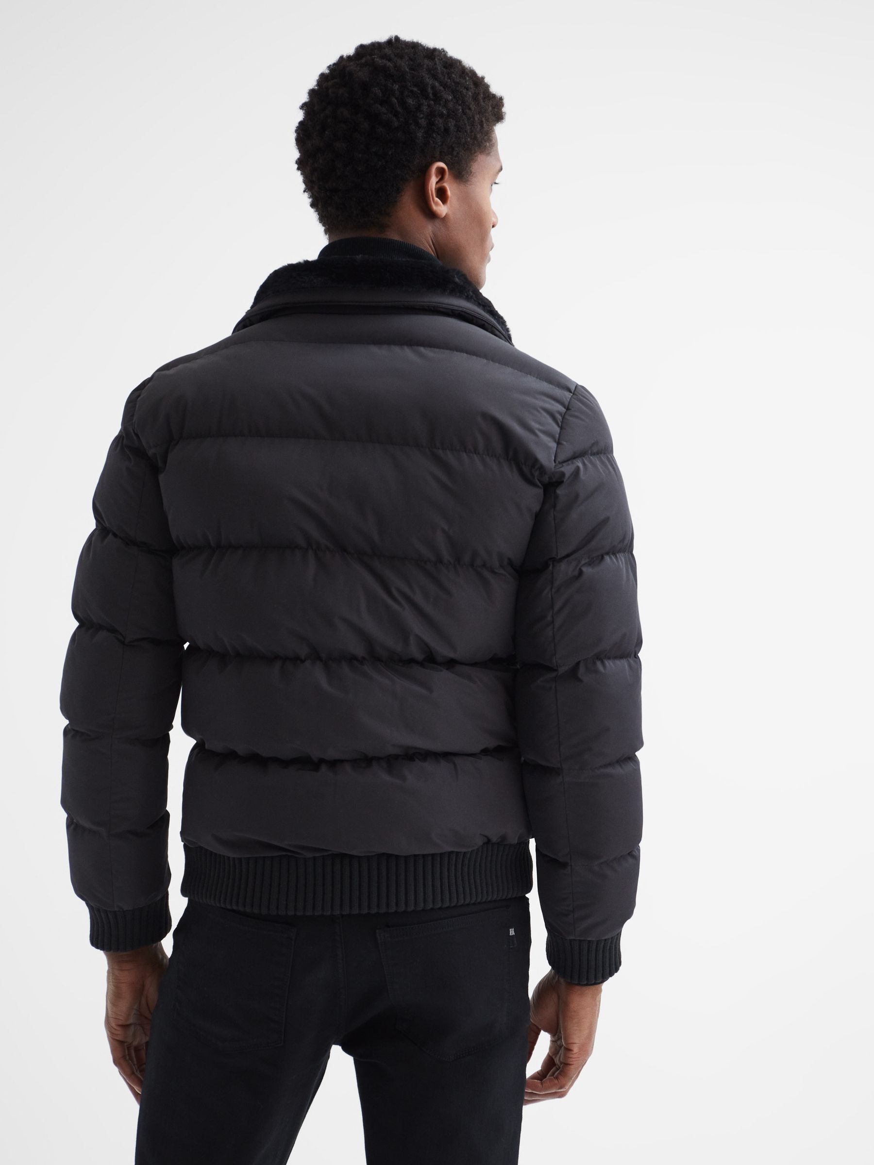 Faux Fur Trim Puffer Jacket in Black - Image 5 of 5