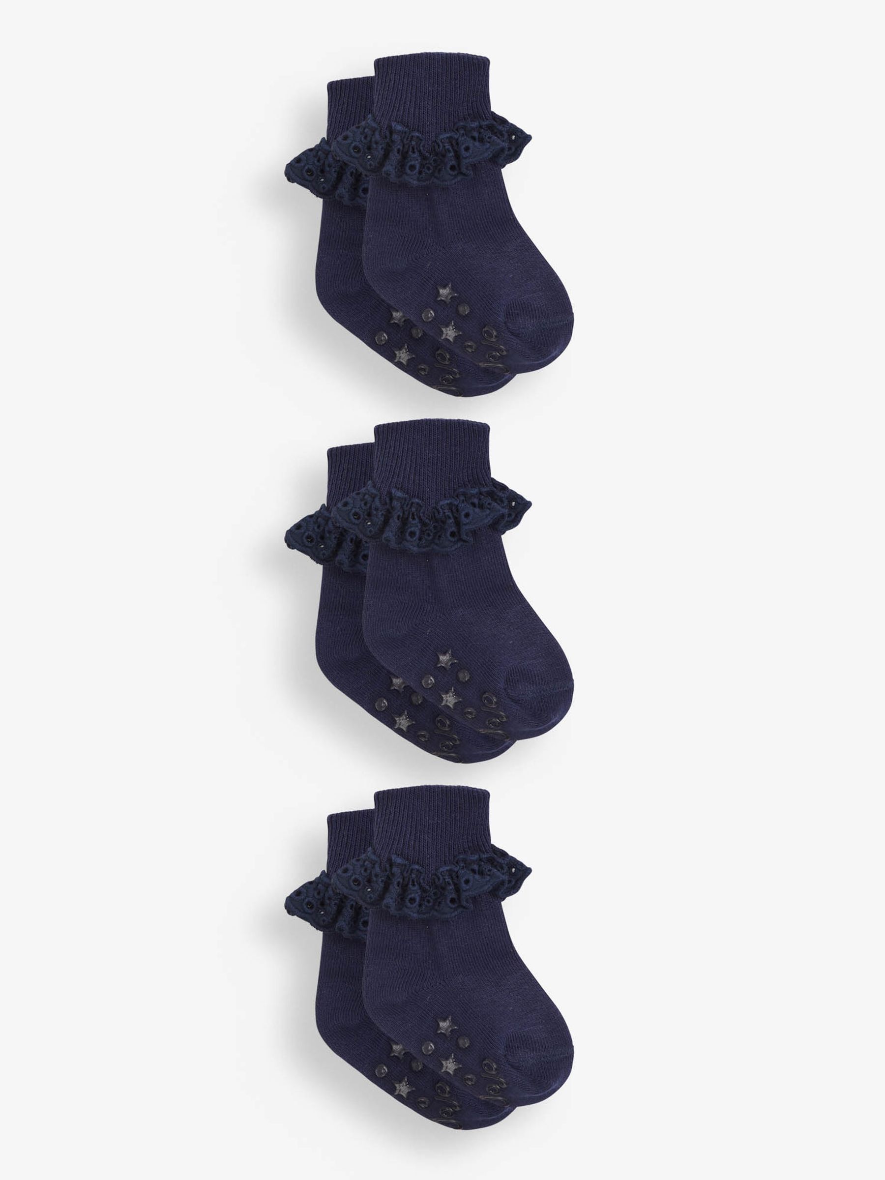 Navy Blue 3-Pack Frilly Socks - Image 1 of 1