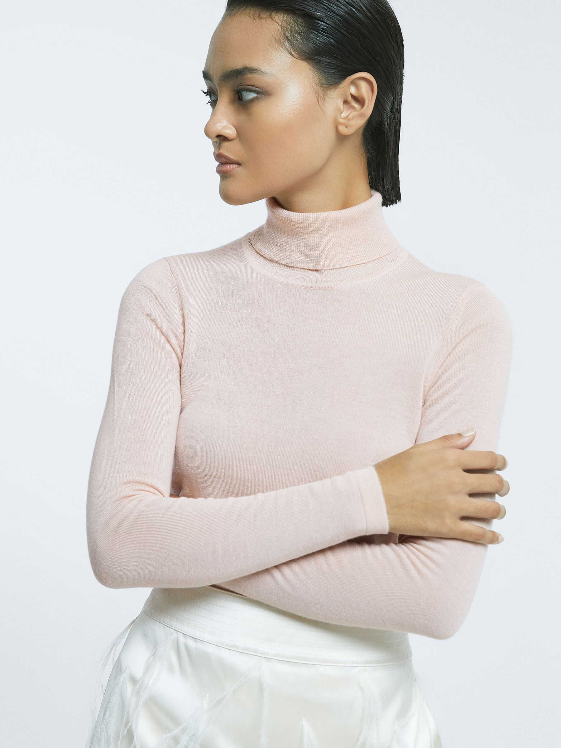 Atelier Cashmere Roll Neck Top in Pink - Image 1 of 5