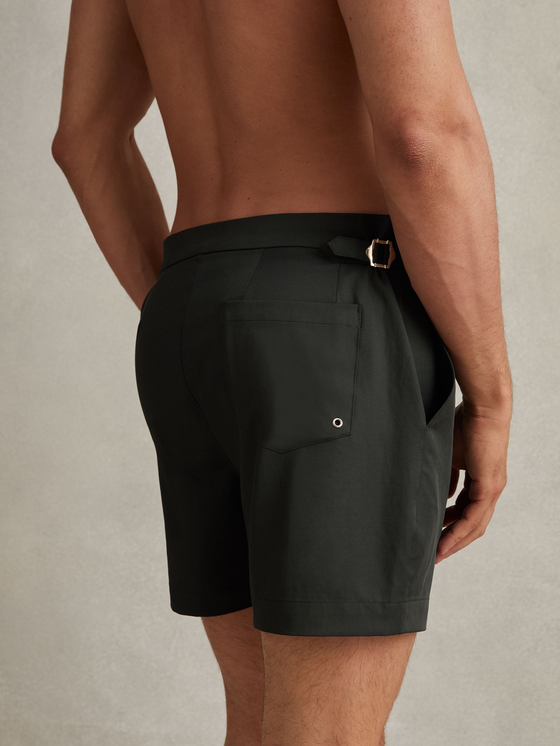 Side Adjuster Swim Shorts in Bottle Green - Image 5 of 6