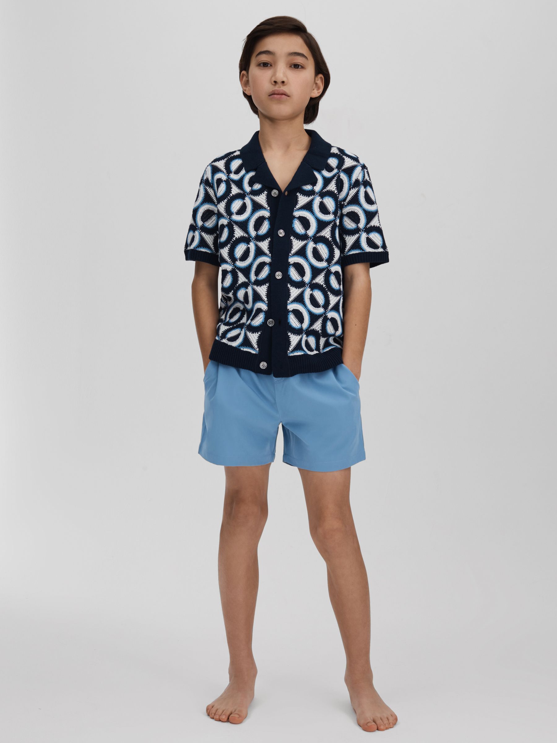 Senior Plain Drawstring Waist Swim Shorts in Sea Blue - Image 3 of 4