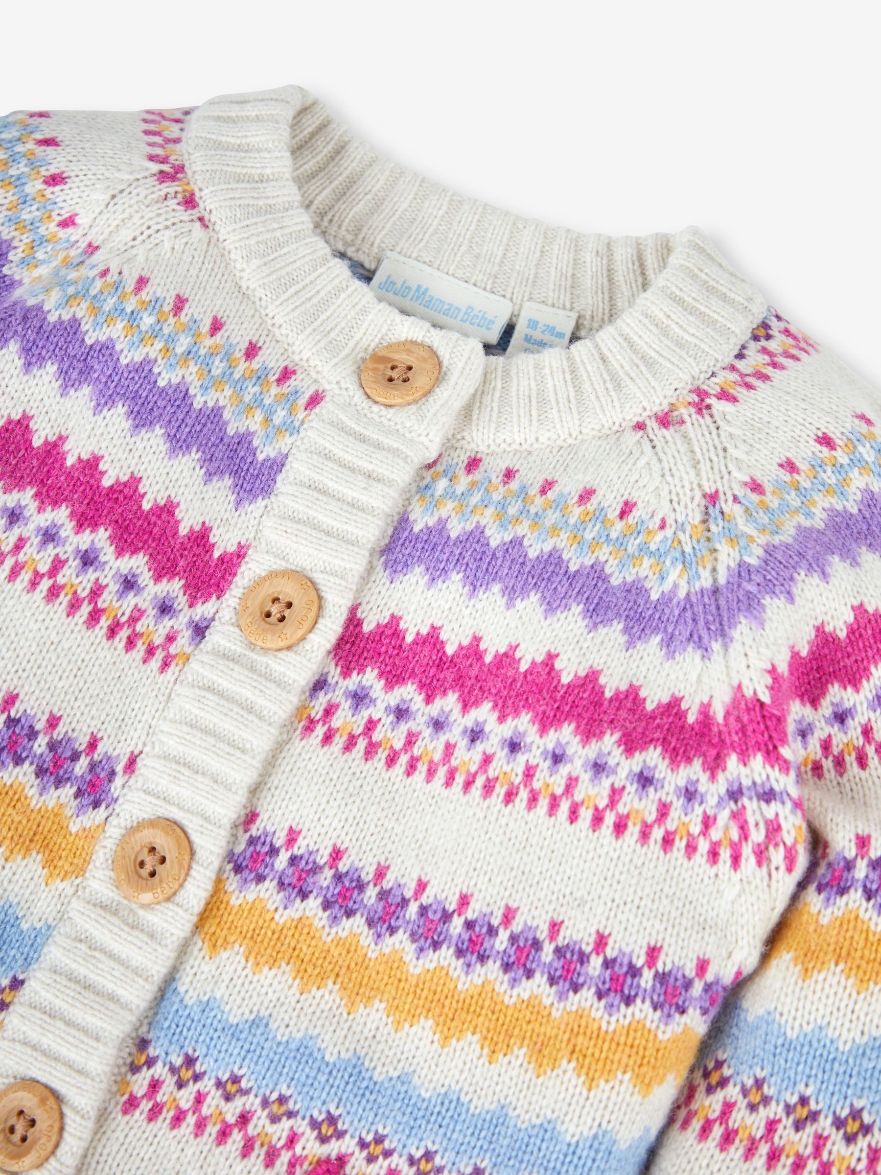 Multi Stripe Unicorn Fairisle Pattern Cardigan - Image 3 of 3